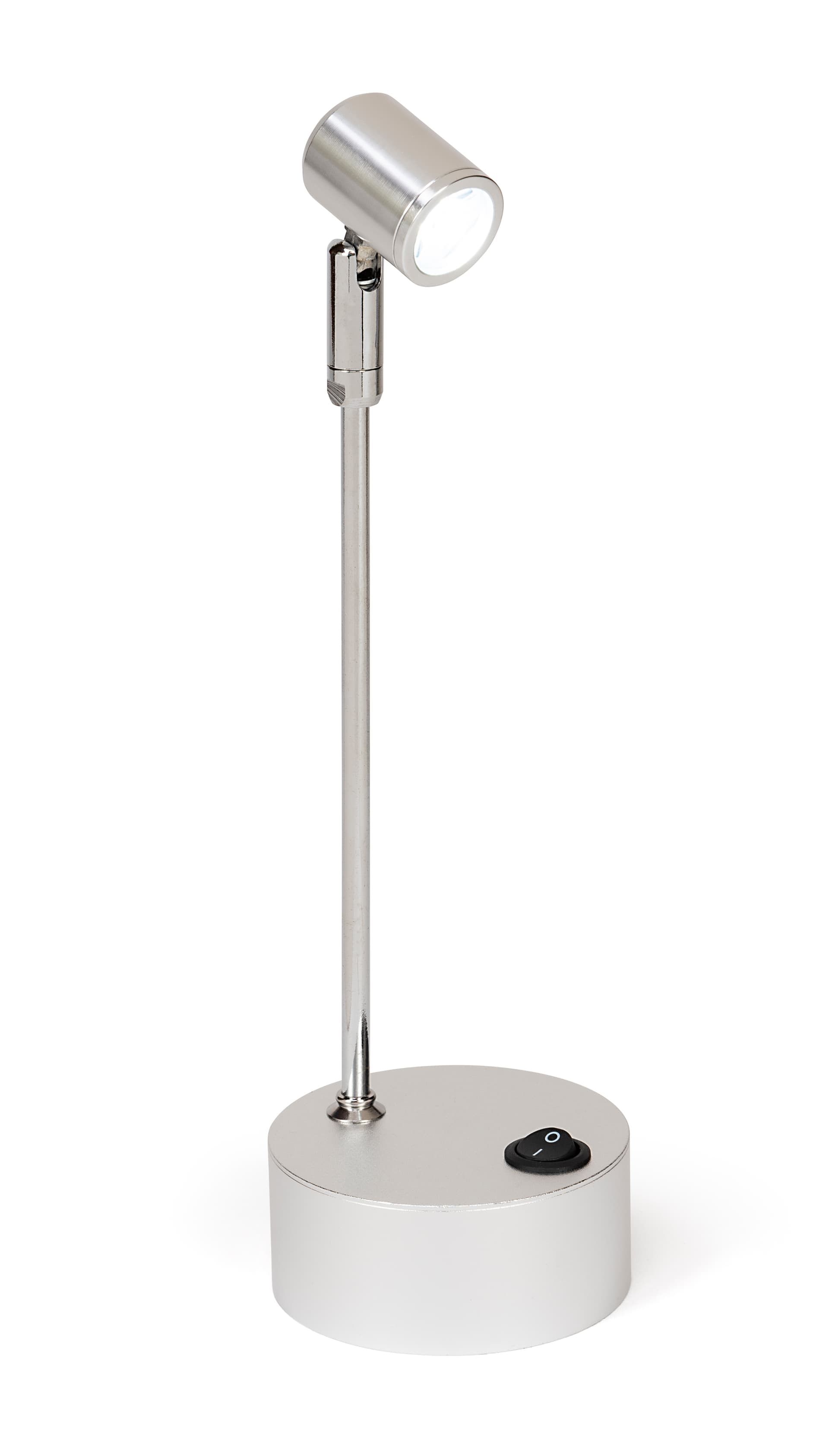 Display case spotlights with silver oxidation finish  
