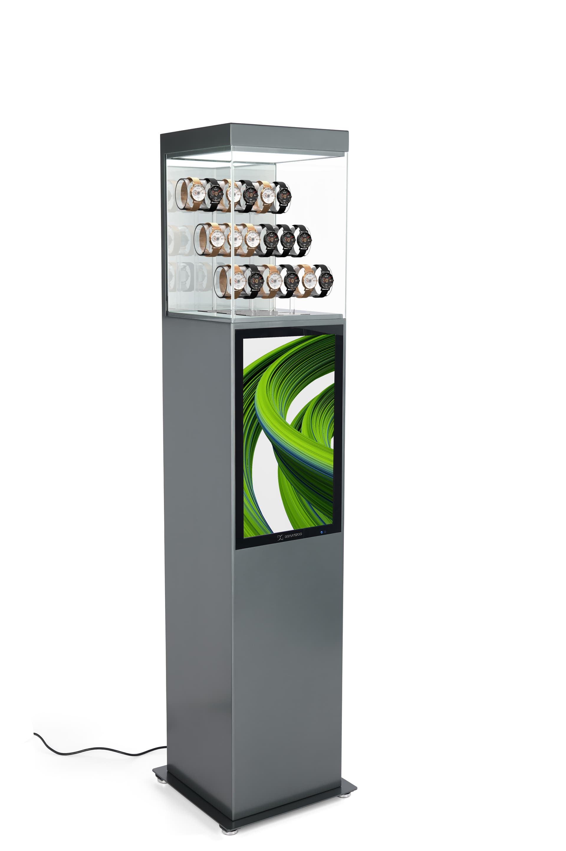 Exhibit pedestal case with video screen and DiviEX software pre-installed 