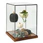 16.25" Countertop Display w/ Lift-Off Top, Black Copper Edging, Wooden Base - Clear