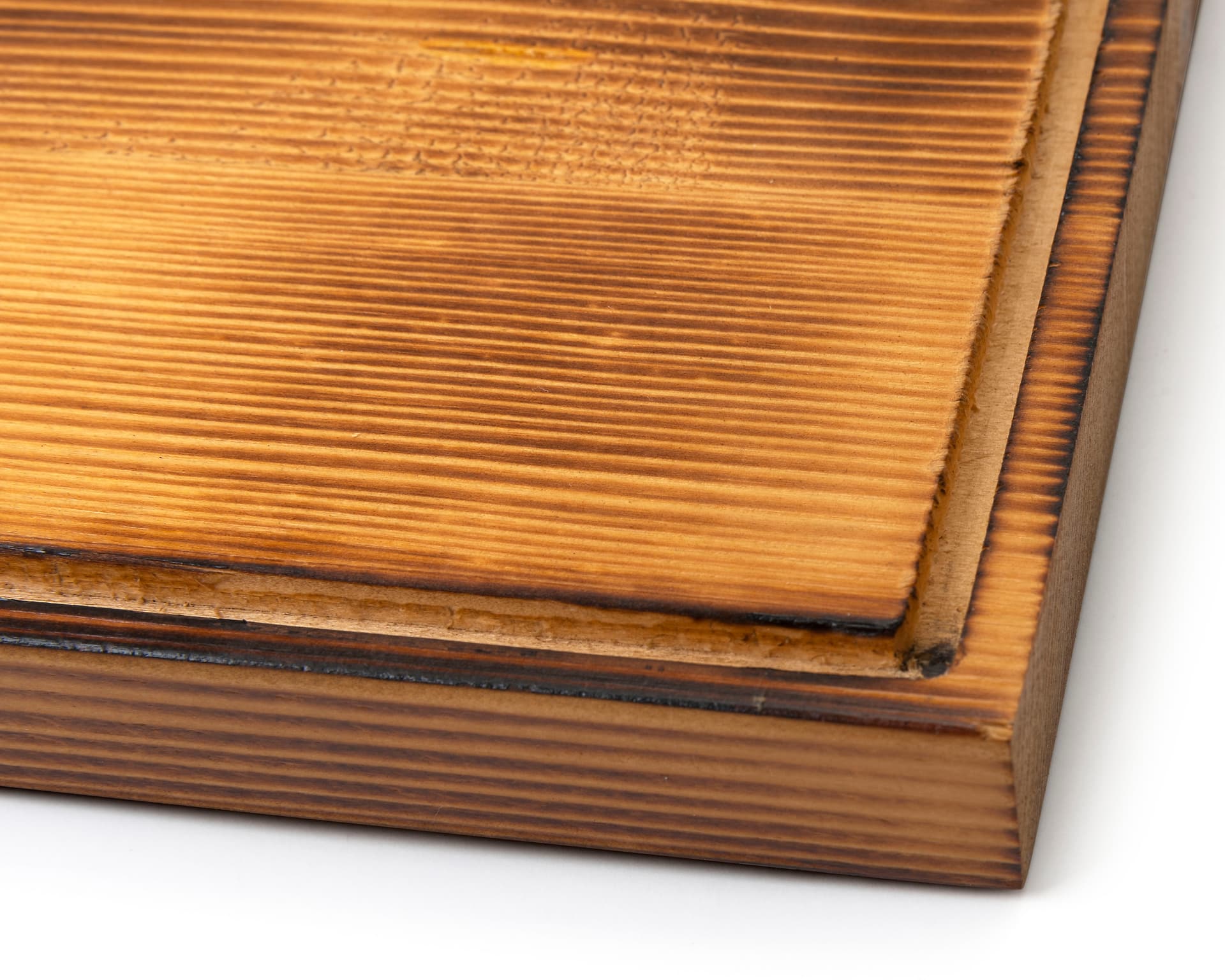 Tall wood and glass countertop display case with parawood base
