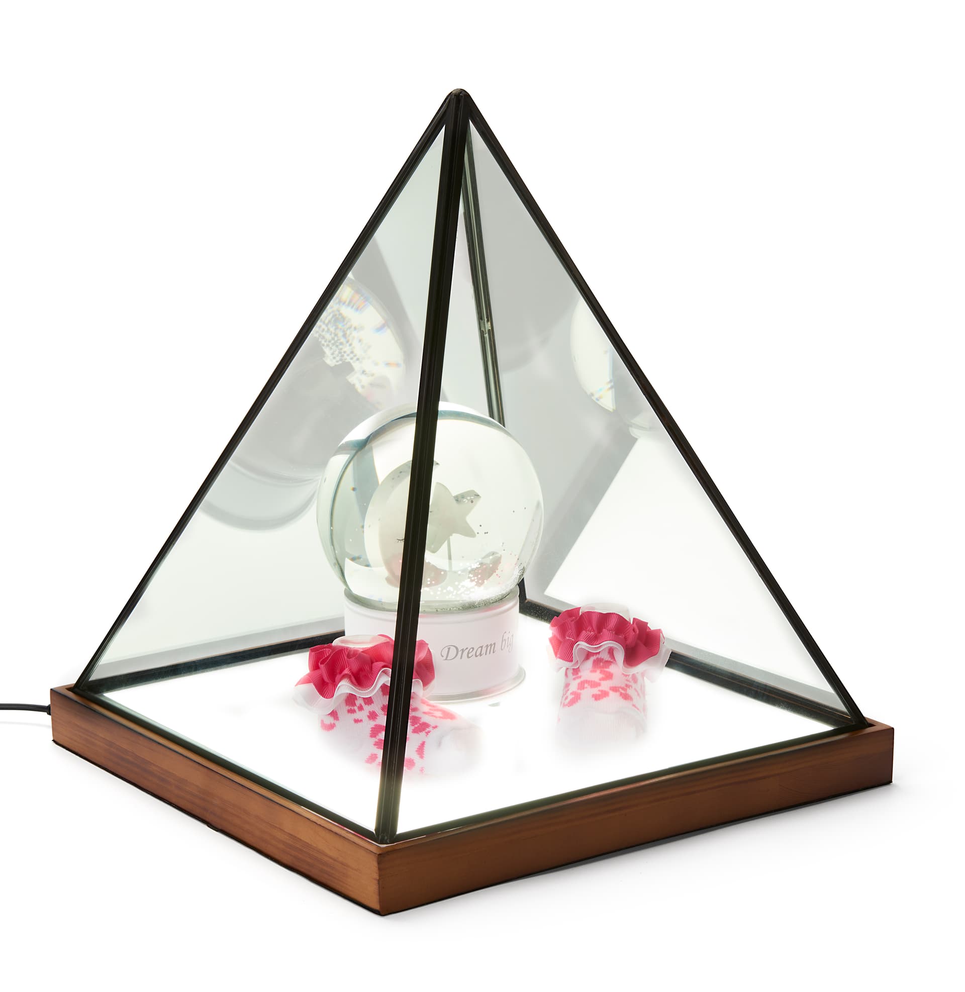 LED lighted pyramid glass box