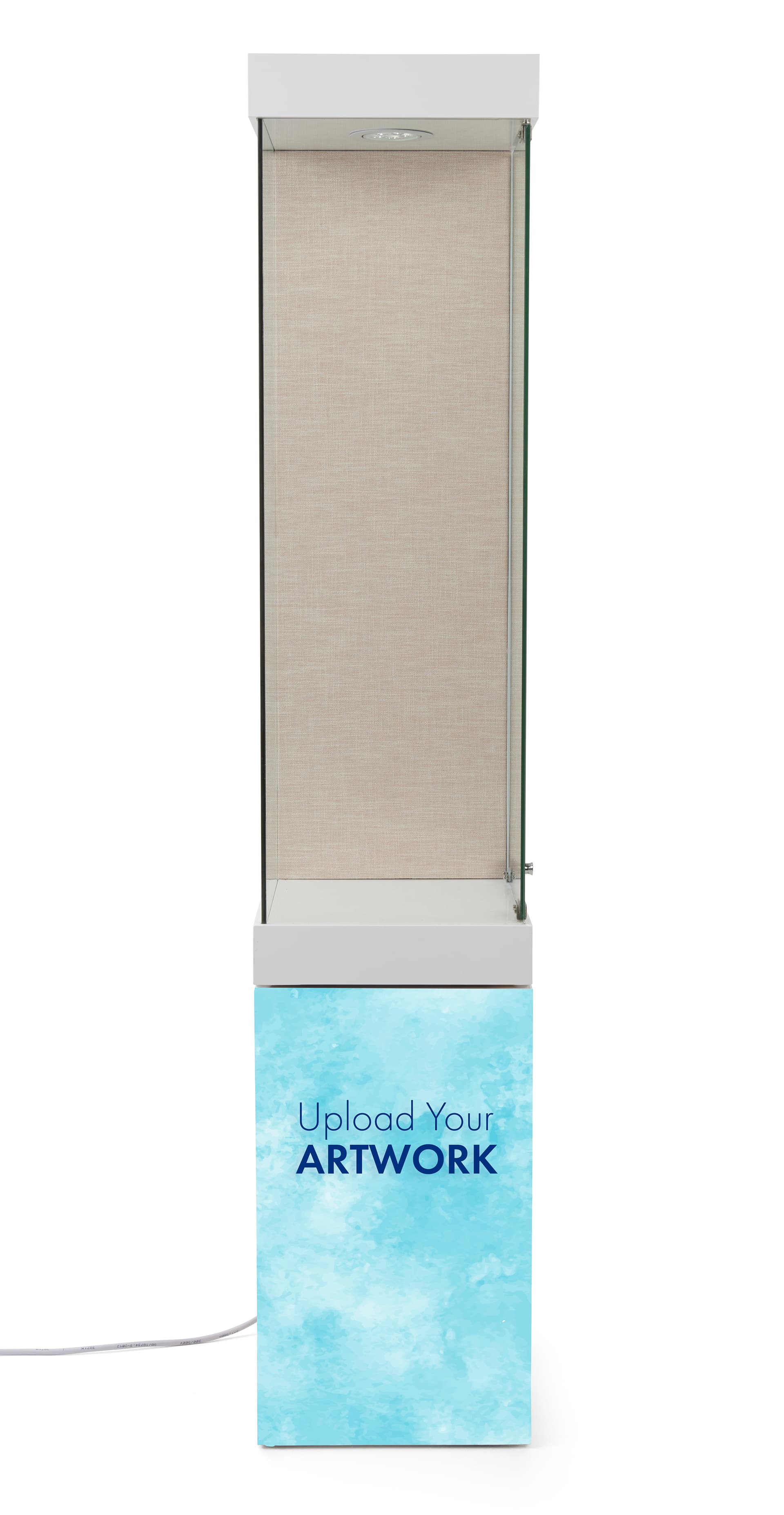 Custom printed LED museum showcase can help educate customers on products being displayed 