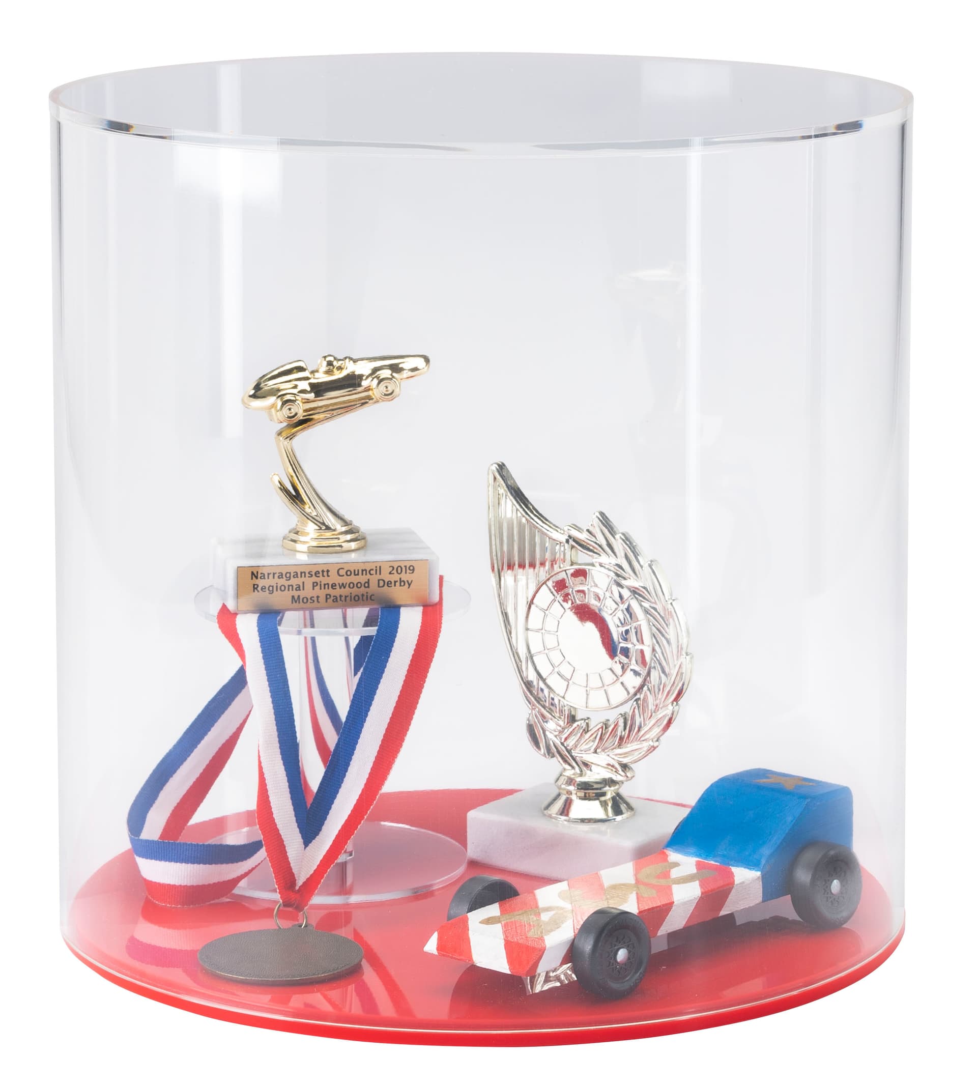Round Countertop Display Case | Colored Acrylic Base | Displays2Go