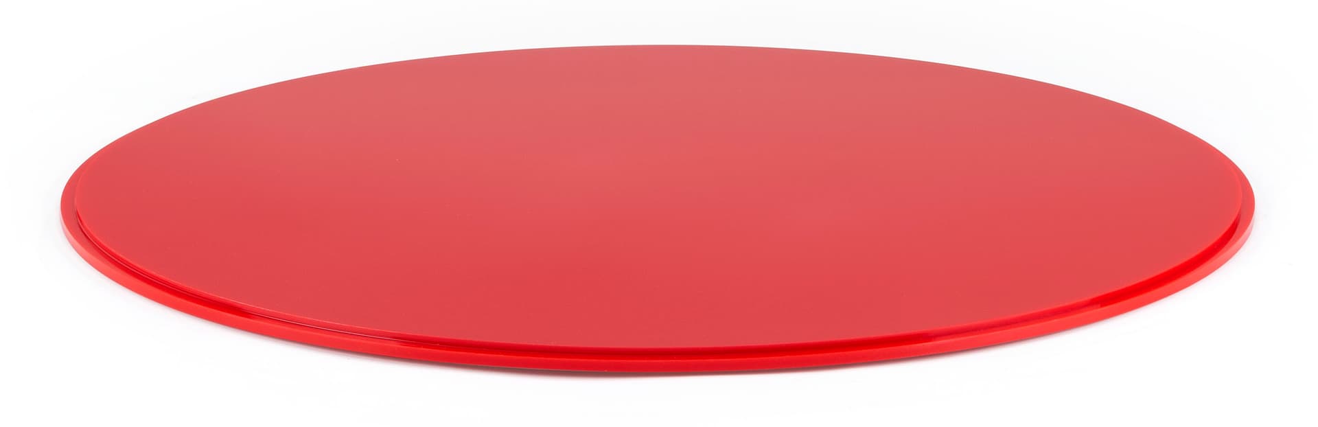 20" red DCR series round plastic display case base with 0.5" thickness