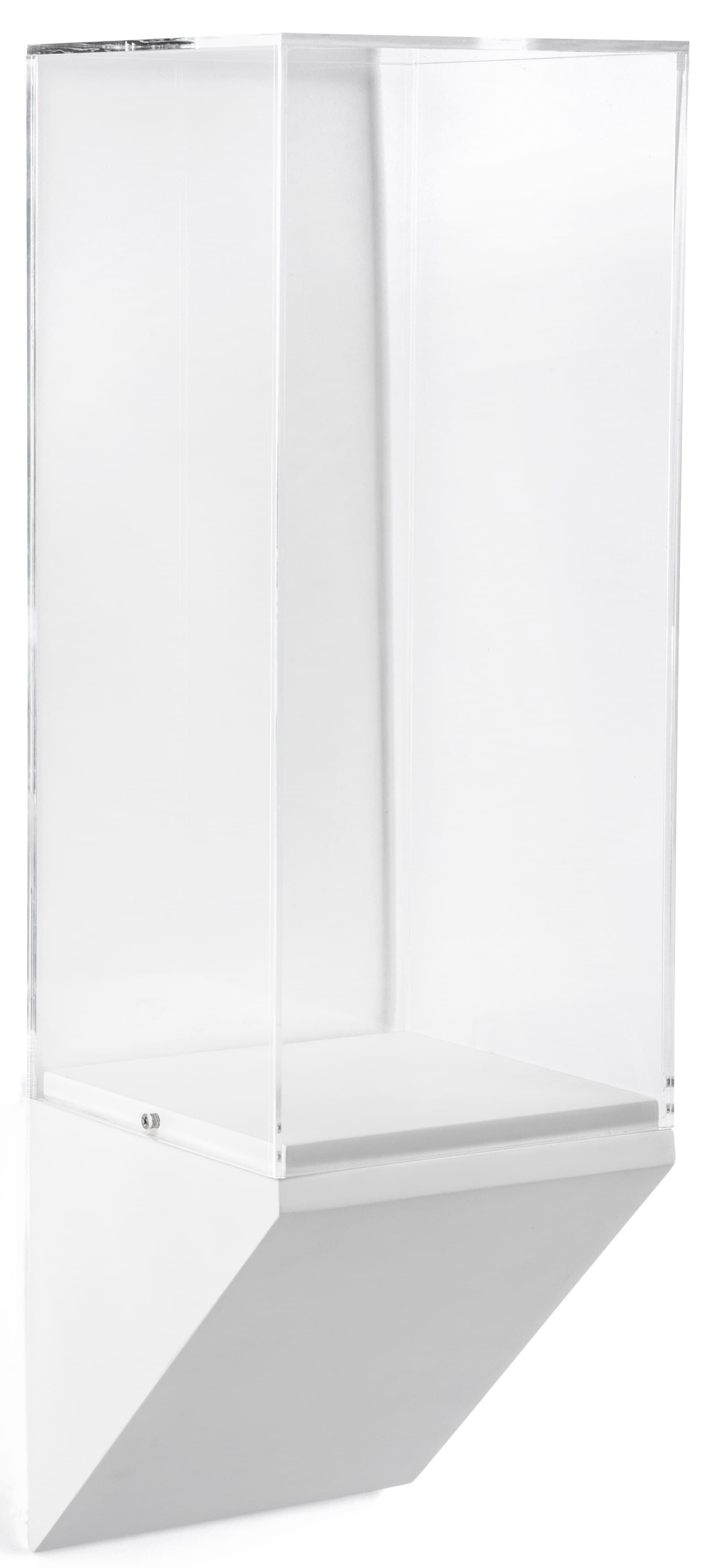 Wedge buttom wall display pedestal with simple assembly and dissembly