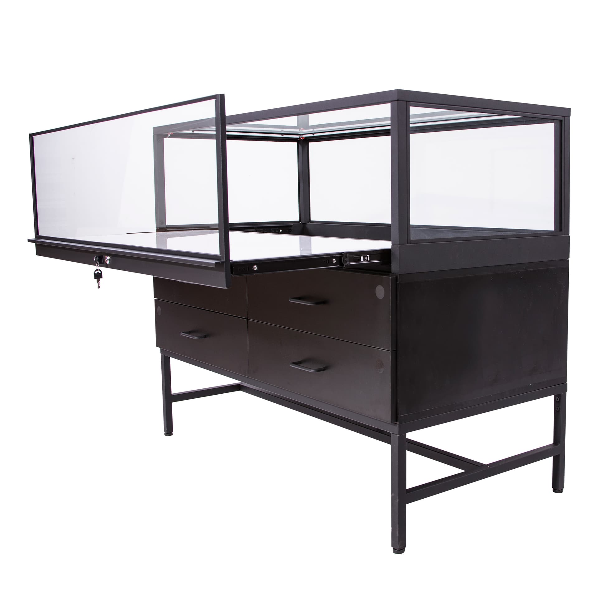 Glass showcase display cabinet with lockable display area