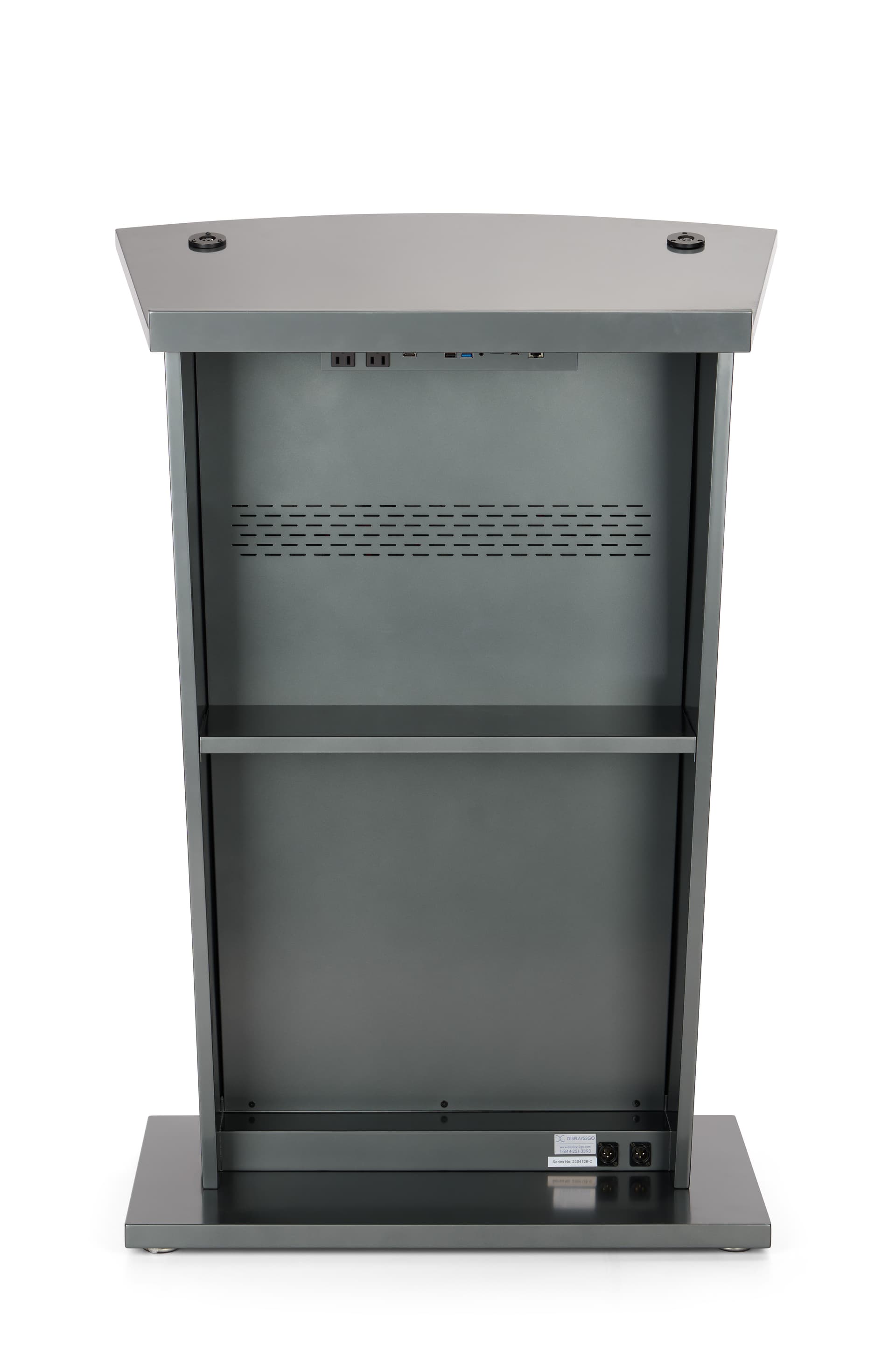 Digital podium with fixed shelf
