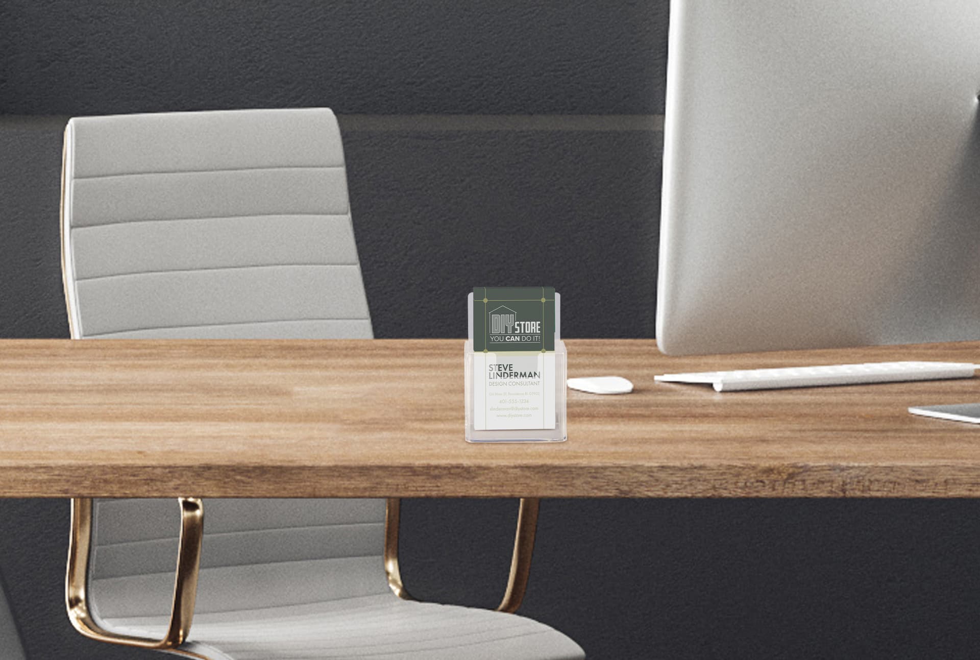 Vertical business card holder with modern aesthetic