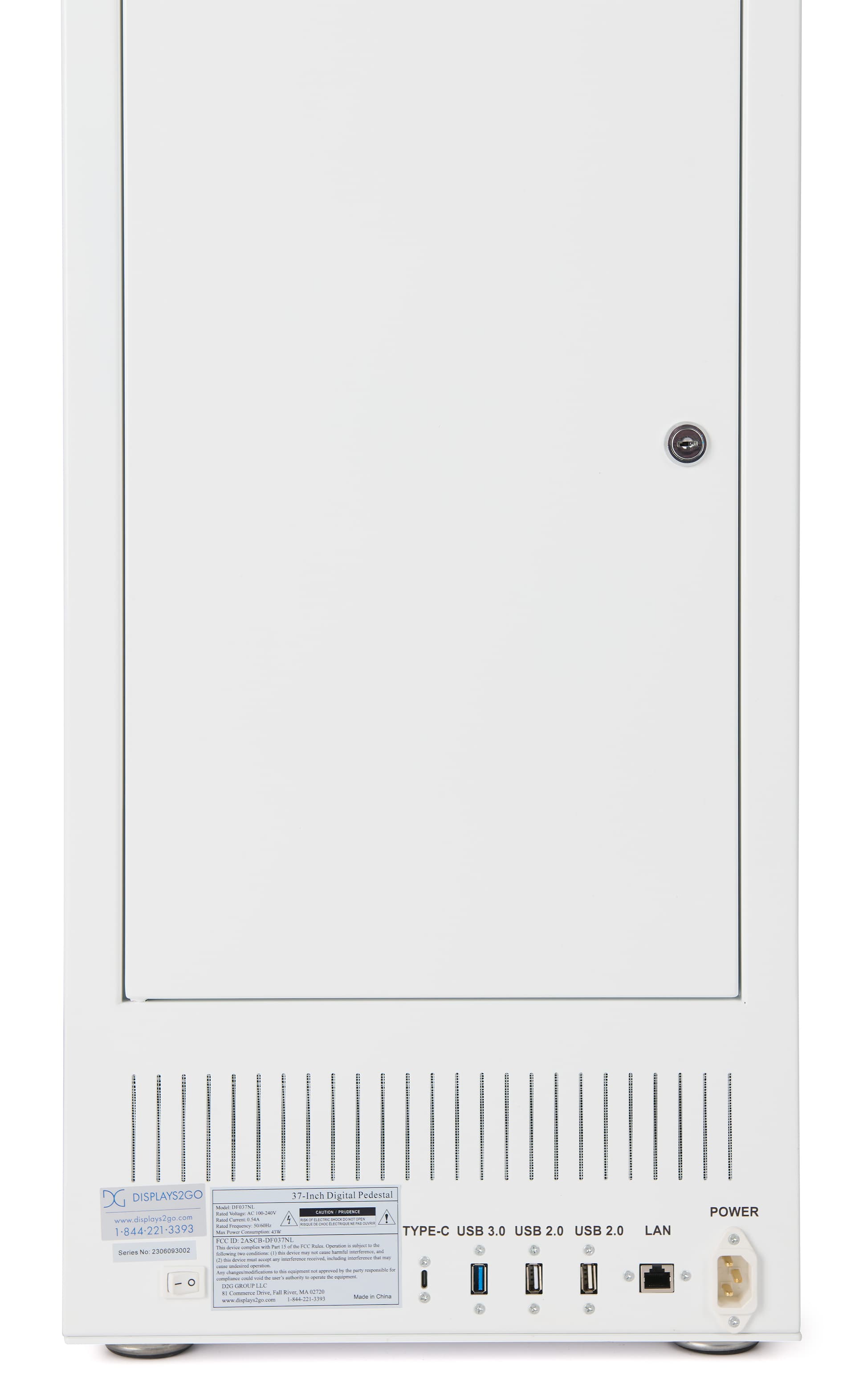 Pedestal display with digital sign with two 8-watt speakers