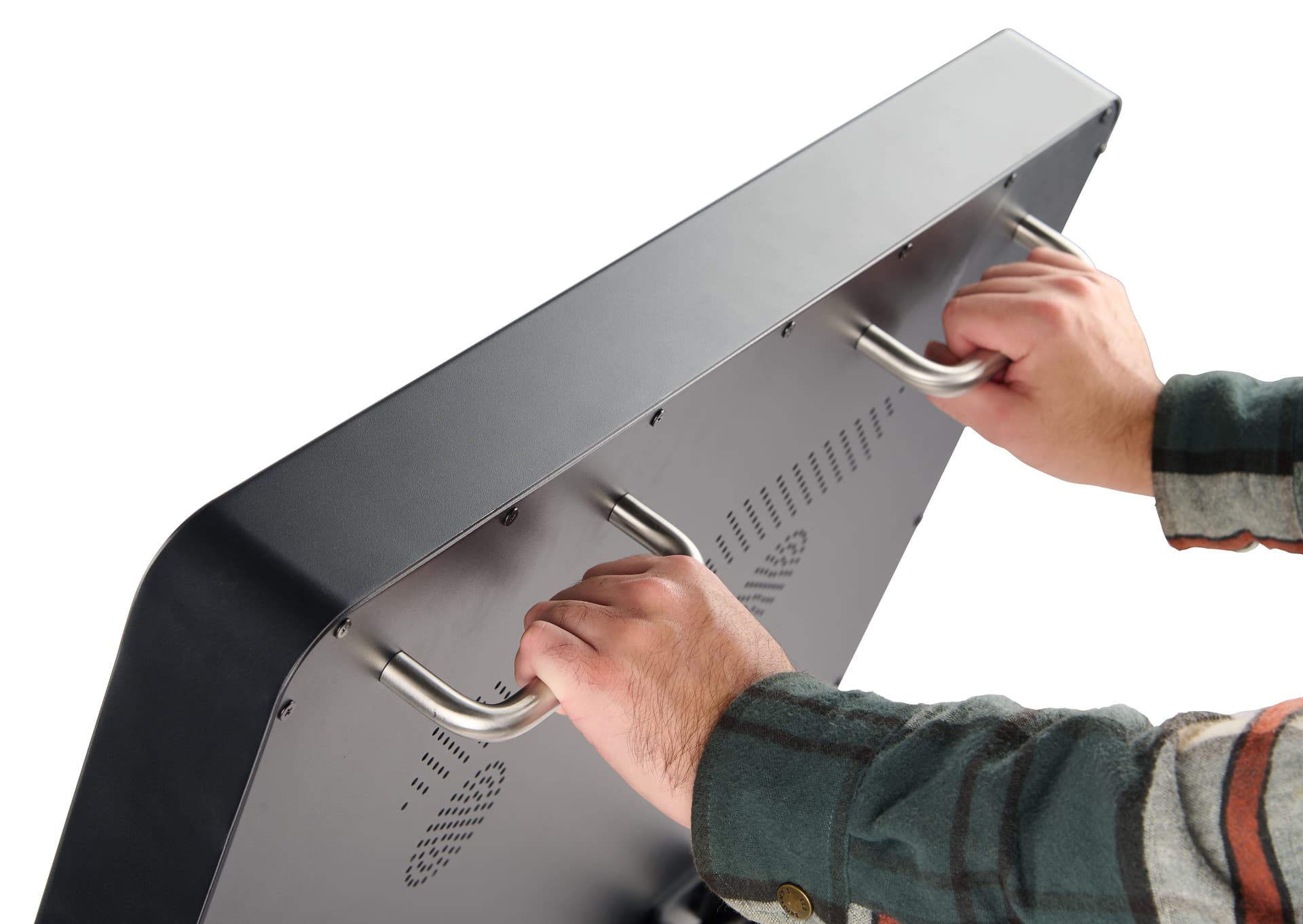 Digital sidewalk sign with handles for easy portability