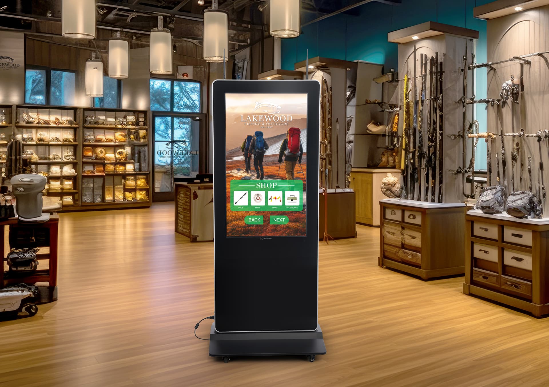 Double-sided digital vertical touchscreen kiosk with tempered glass 
