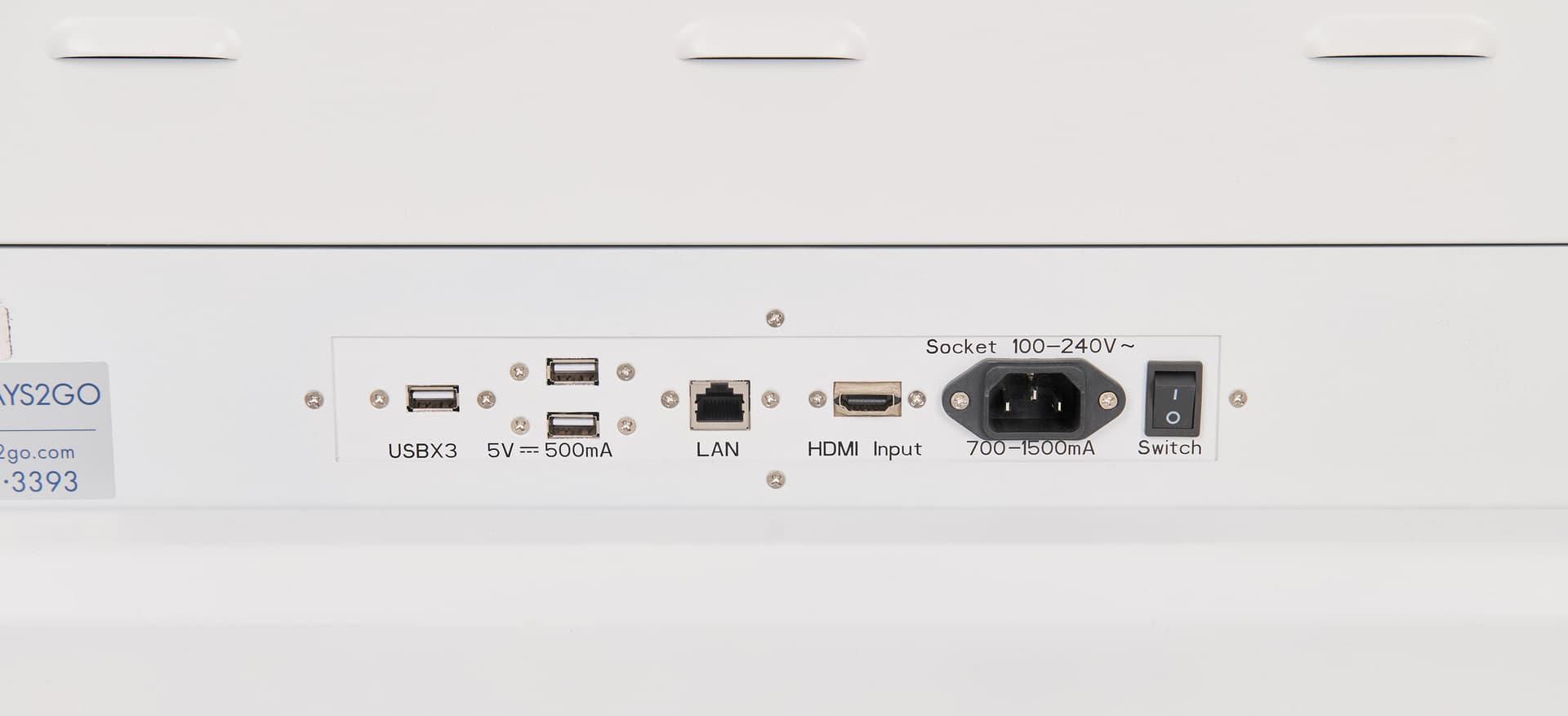 Advertising Multimedia Kiosk with included ports located on the back of the unit