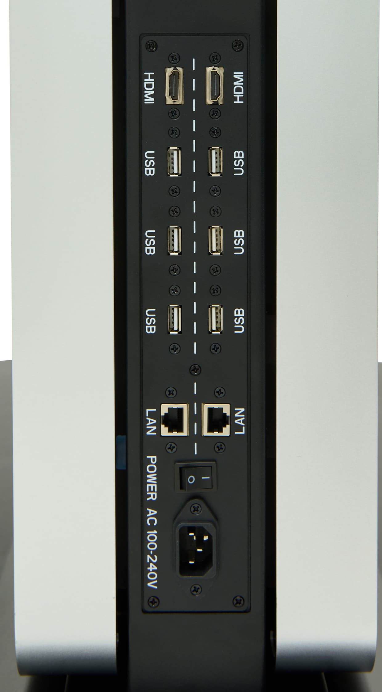 Double-sided digital vertical touchscreen kiosk with HDMI ports
