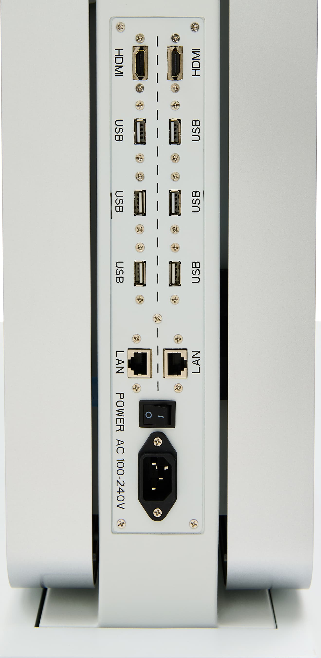 Double-sided digital vertical touchscreen kiosk with ethernet LAN port