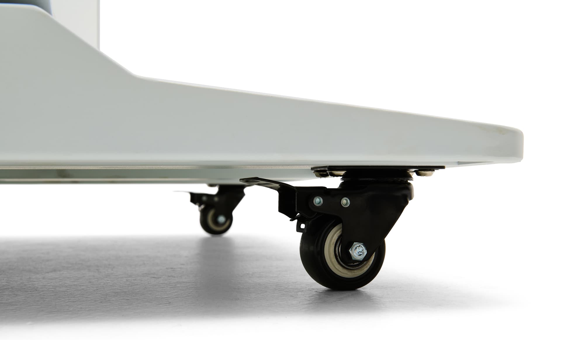 Double-sided digital vertical touchscreen kiosk with caster wheels