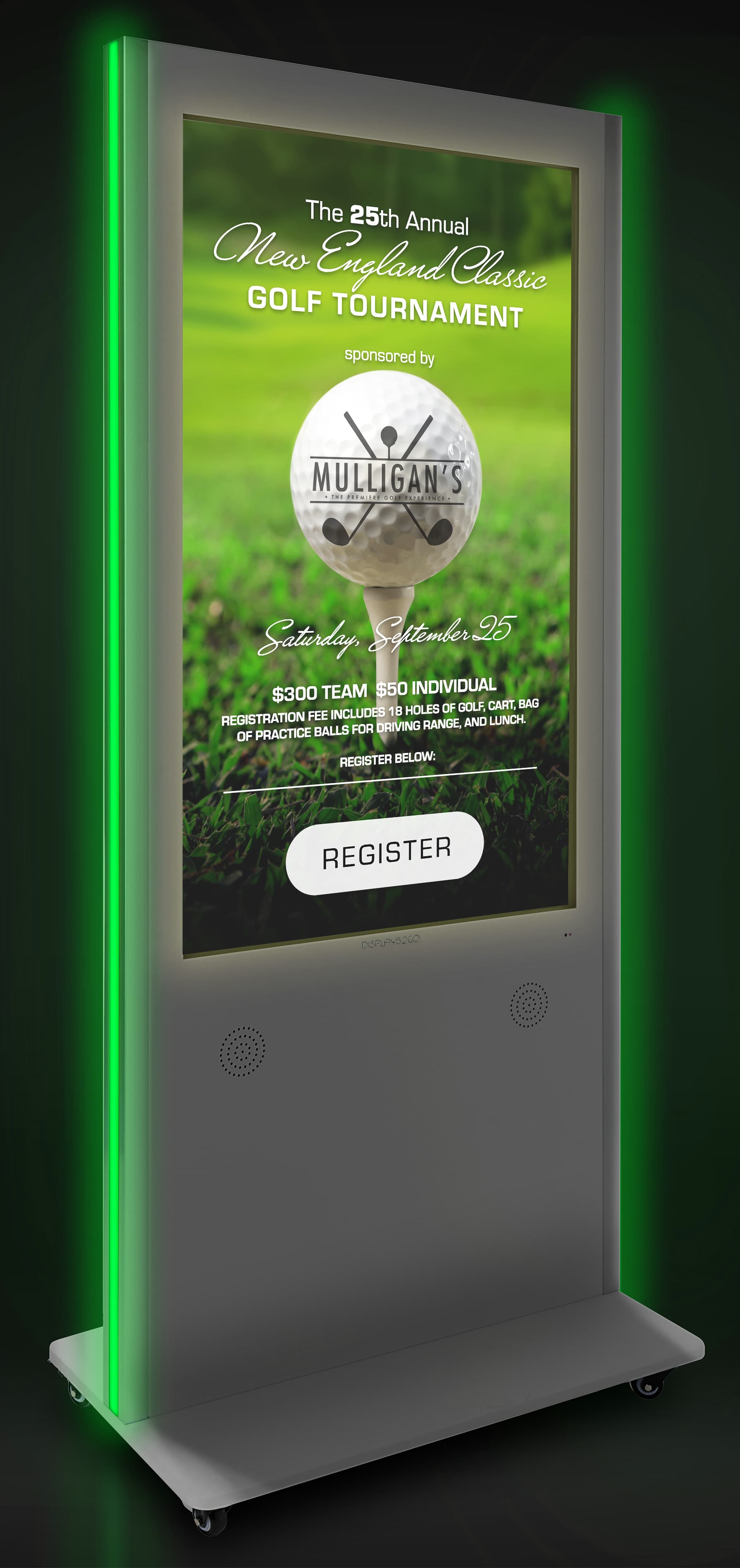 Interactive Digital Display showcasing the illumination feature that will fill up a dark room with any color of your choice