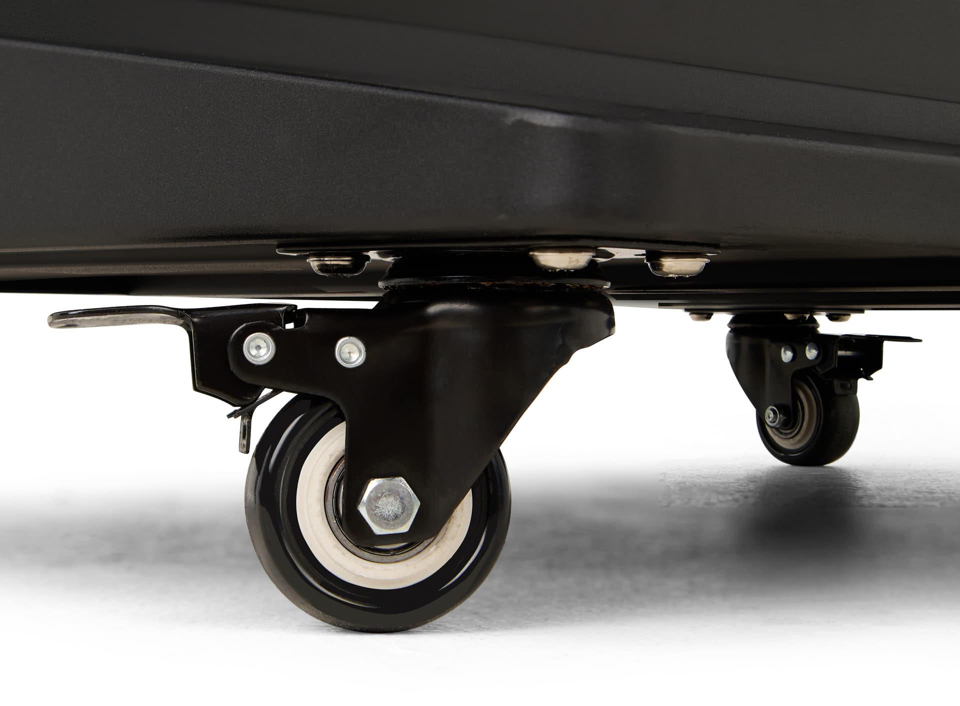 Rotating touch screen digital signage with locking caster wheels for easy portability