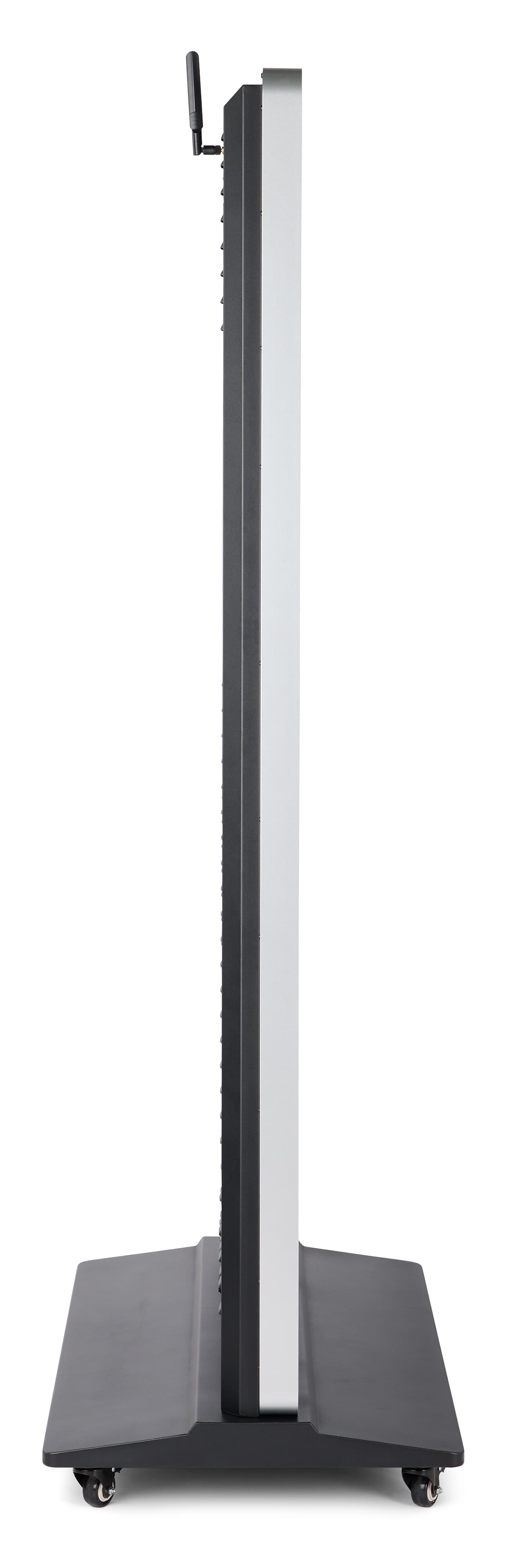 Digital display advertising floor stand showing a side profile of the digital unit with a thin 3 inch thickness