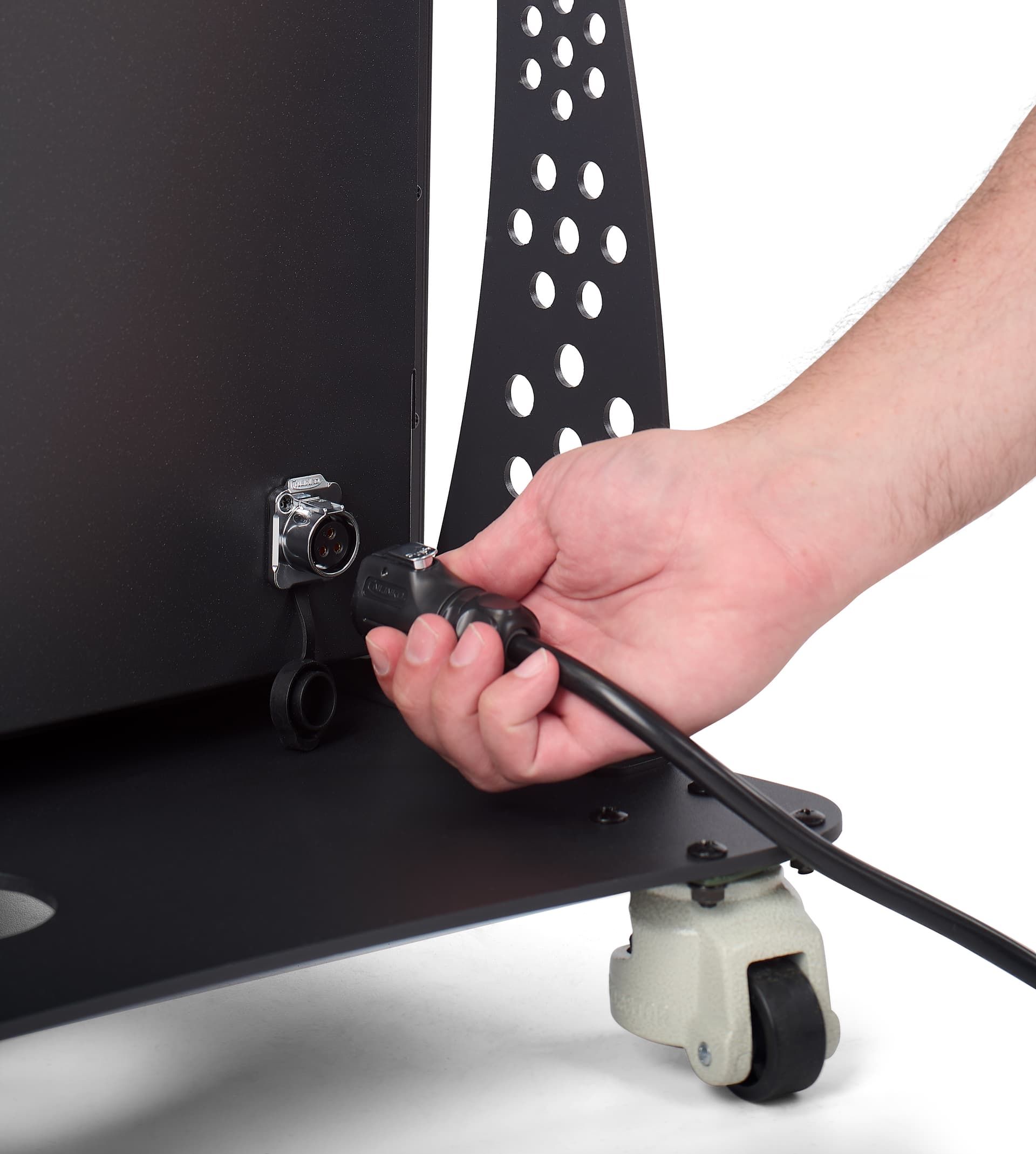 LED poster display having the power cord being plugged in
