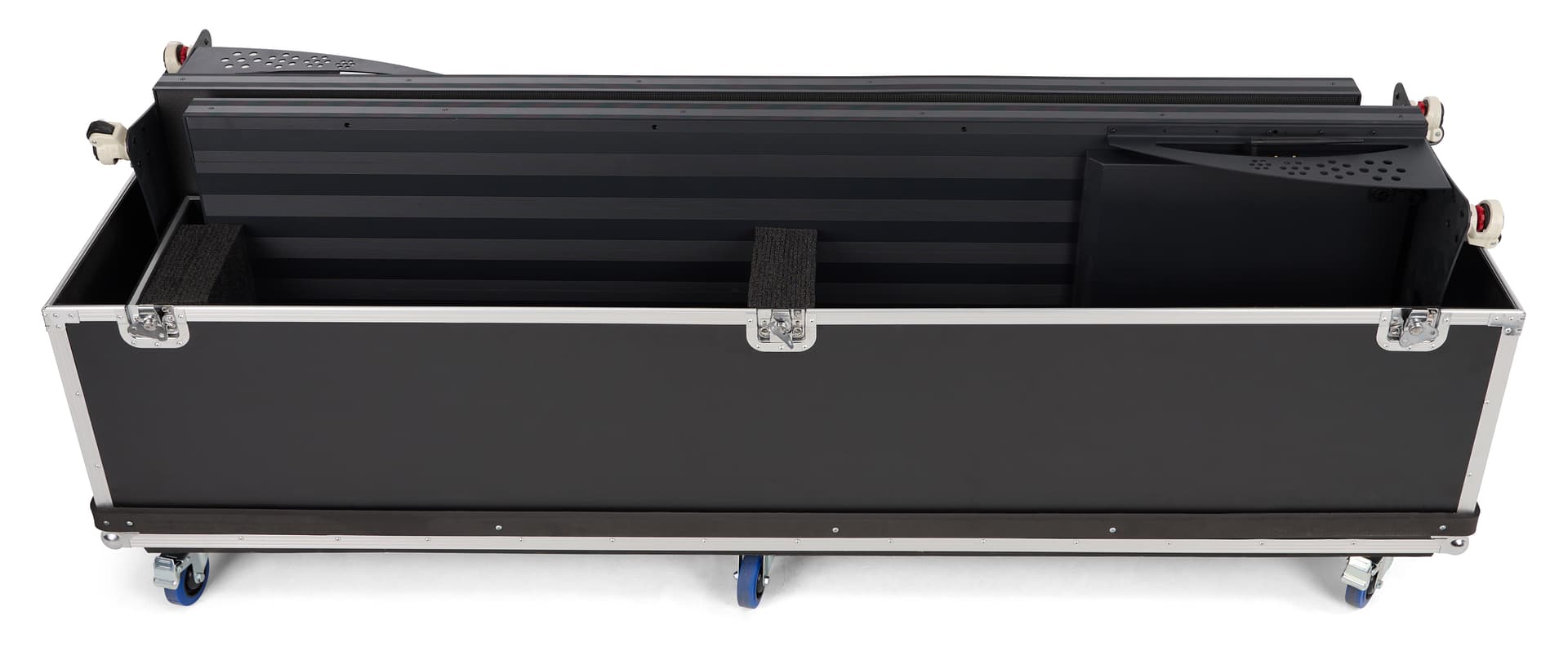 Utility case for LED Poster designed to fit up to two 25" digital LED posters without needing to disassemble 