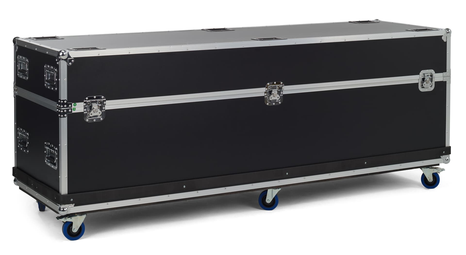 Utility case for LED Poster with six heavy duty locking caster wheels for easy portability