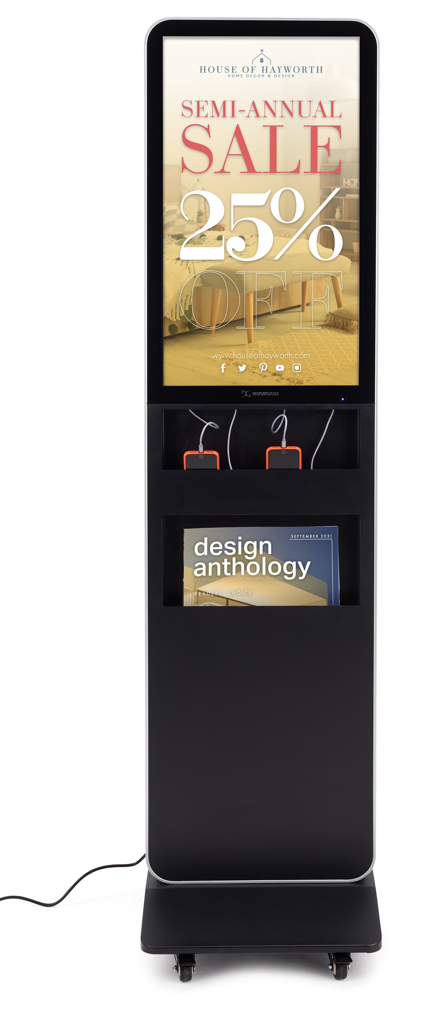 This charging digital literature display with aluminum and steel material
