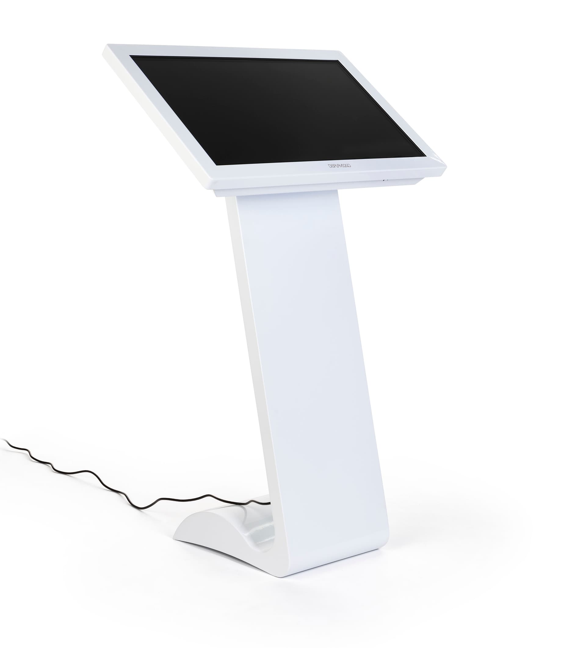 White touch screen monitor kiosk is wifi enabled