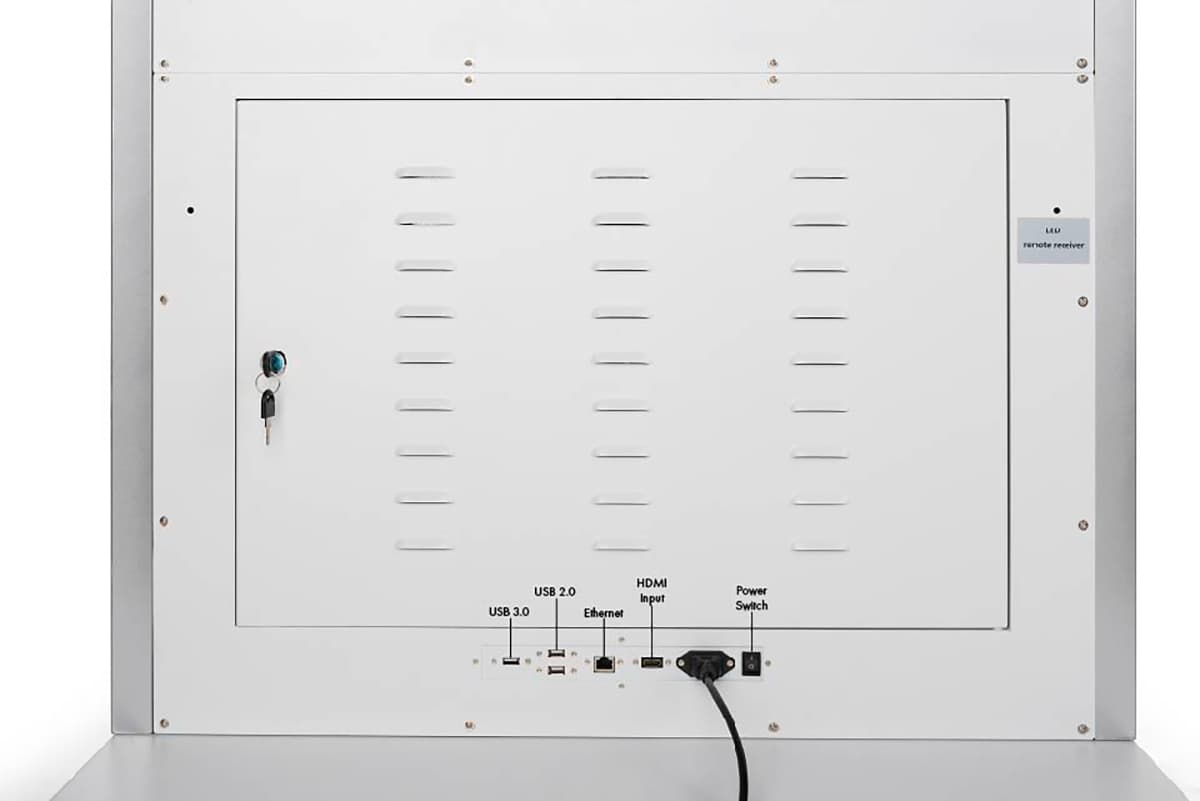 Interactive Digital Display with 3 USB ports, ethernet port, HDMI port, and power switch