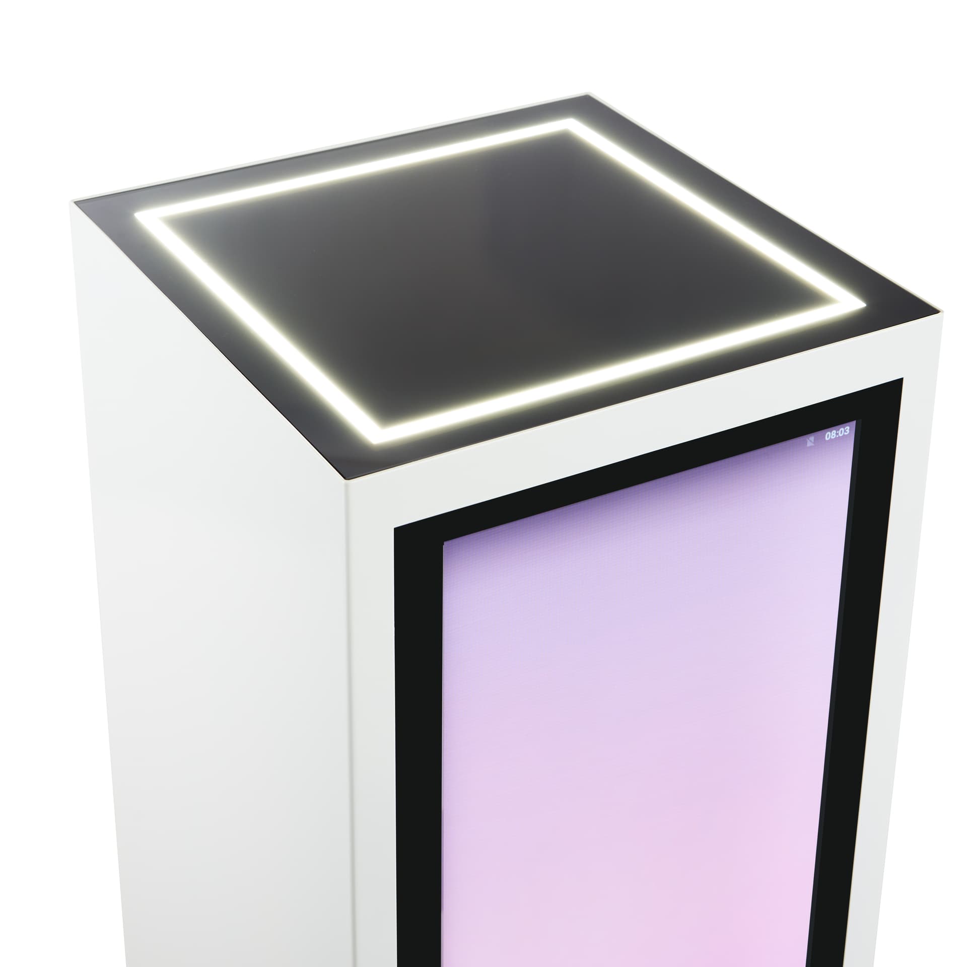 Pedestal display with digital sign with LED illuminated surface