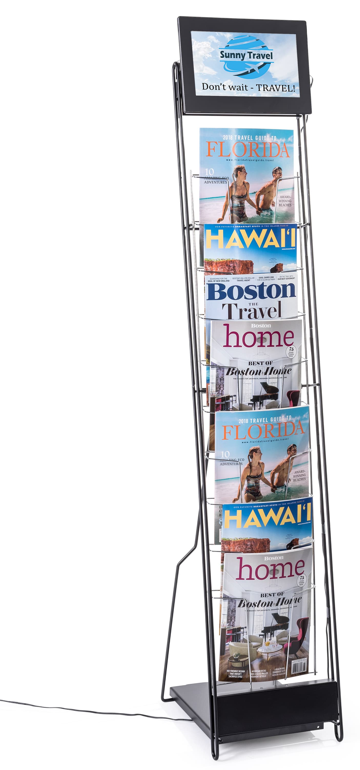 Digital screen brochure stand with 10 pockets