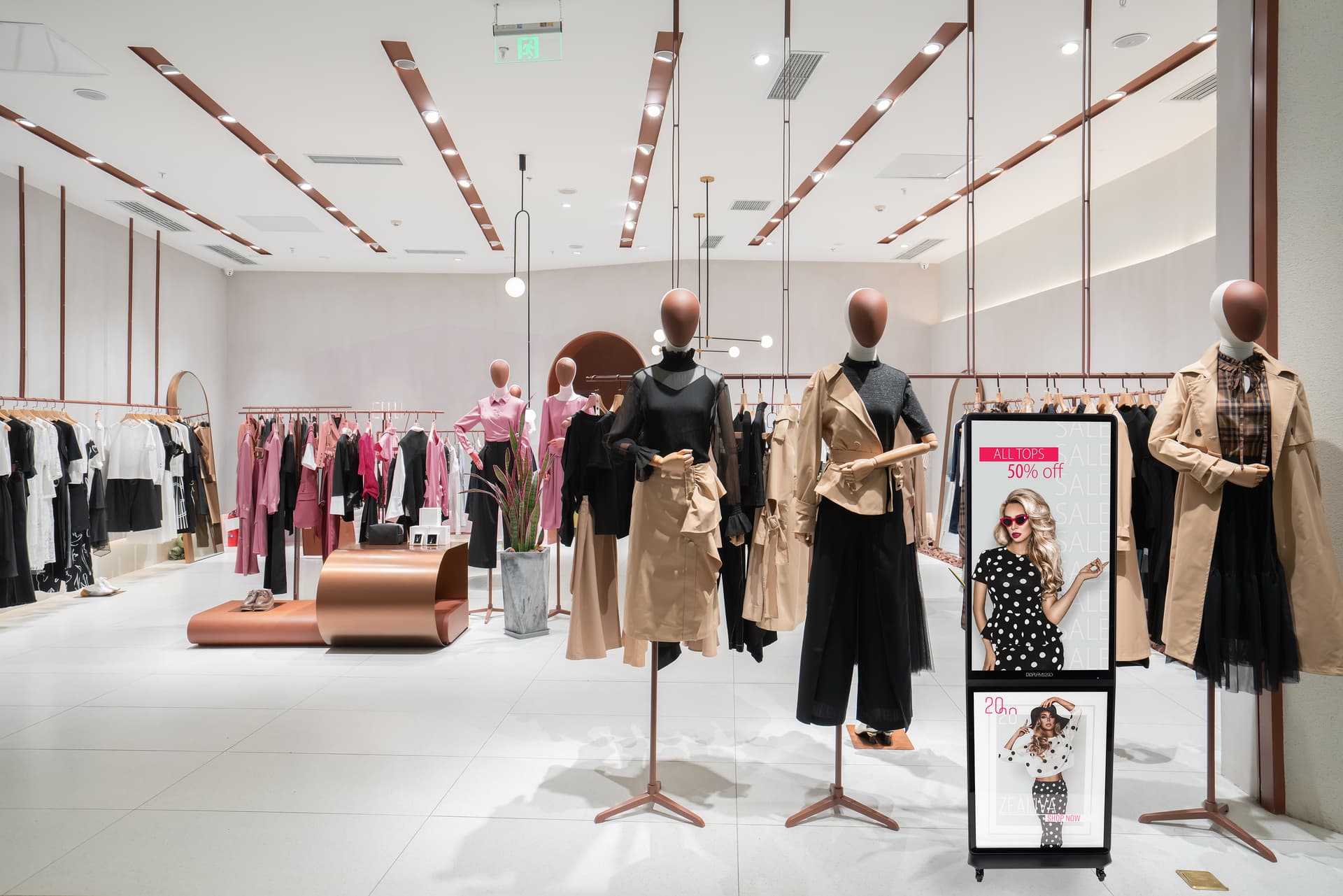 Backlit multimedia kiosk with signage and floor standing placement style 
