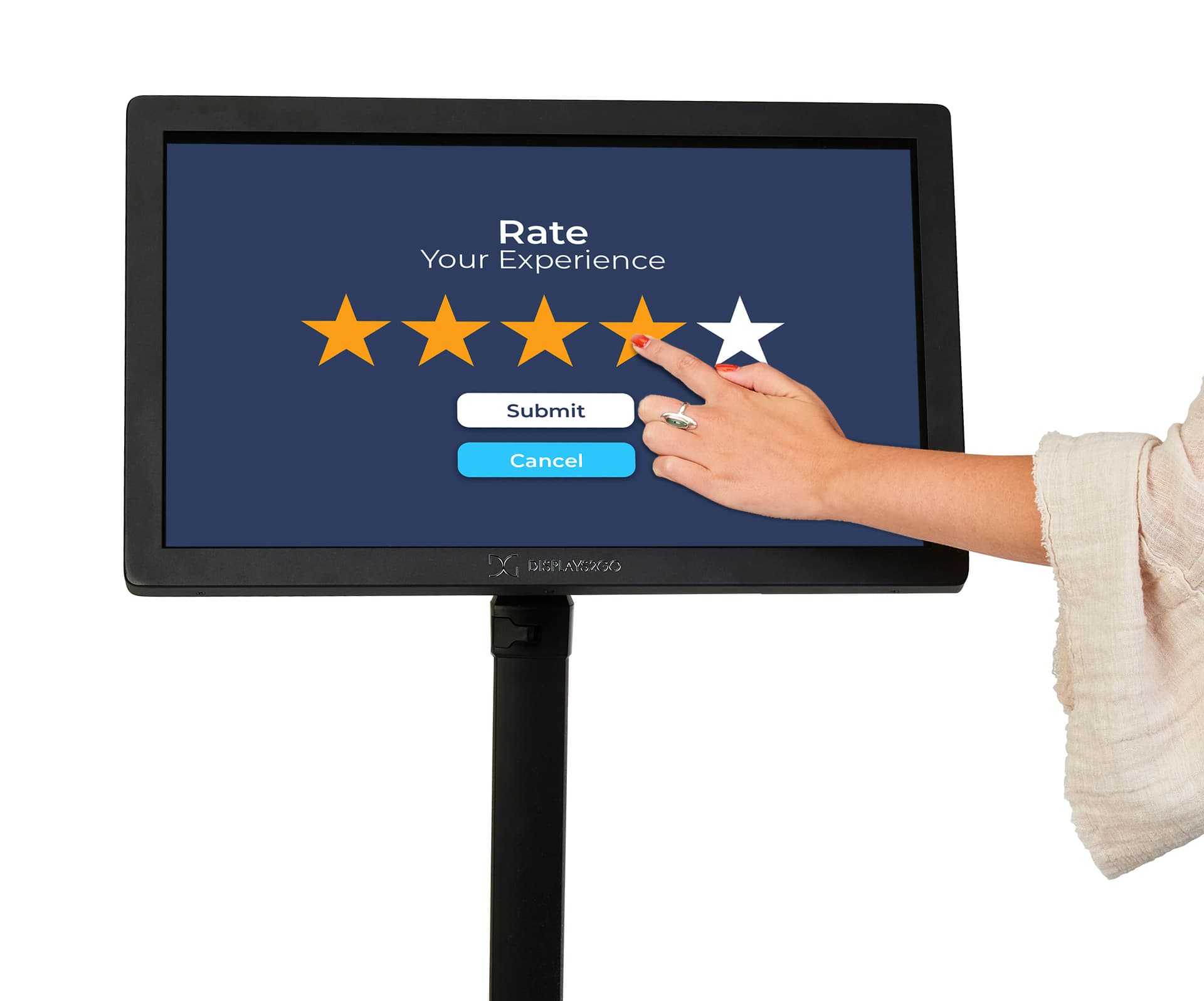 22" height adjustable touch kiosk with Android 7.1 operating system