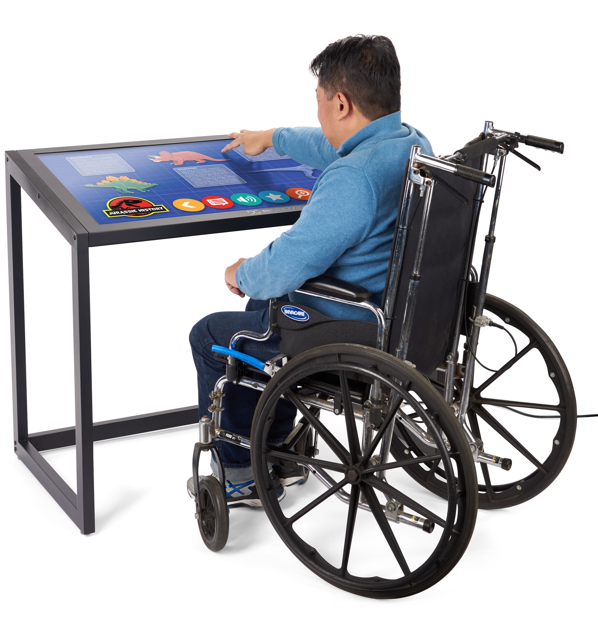 Accessible touch screen table with wheelchair friendly design 