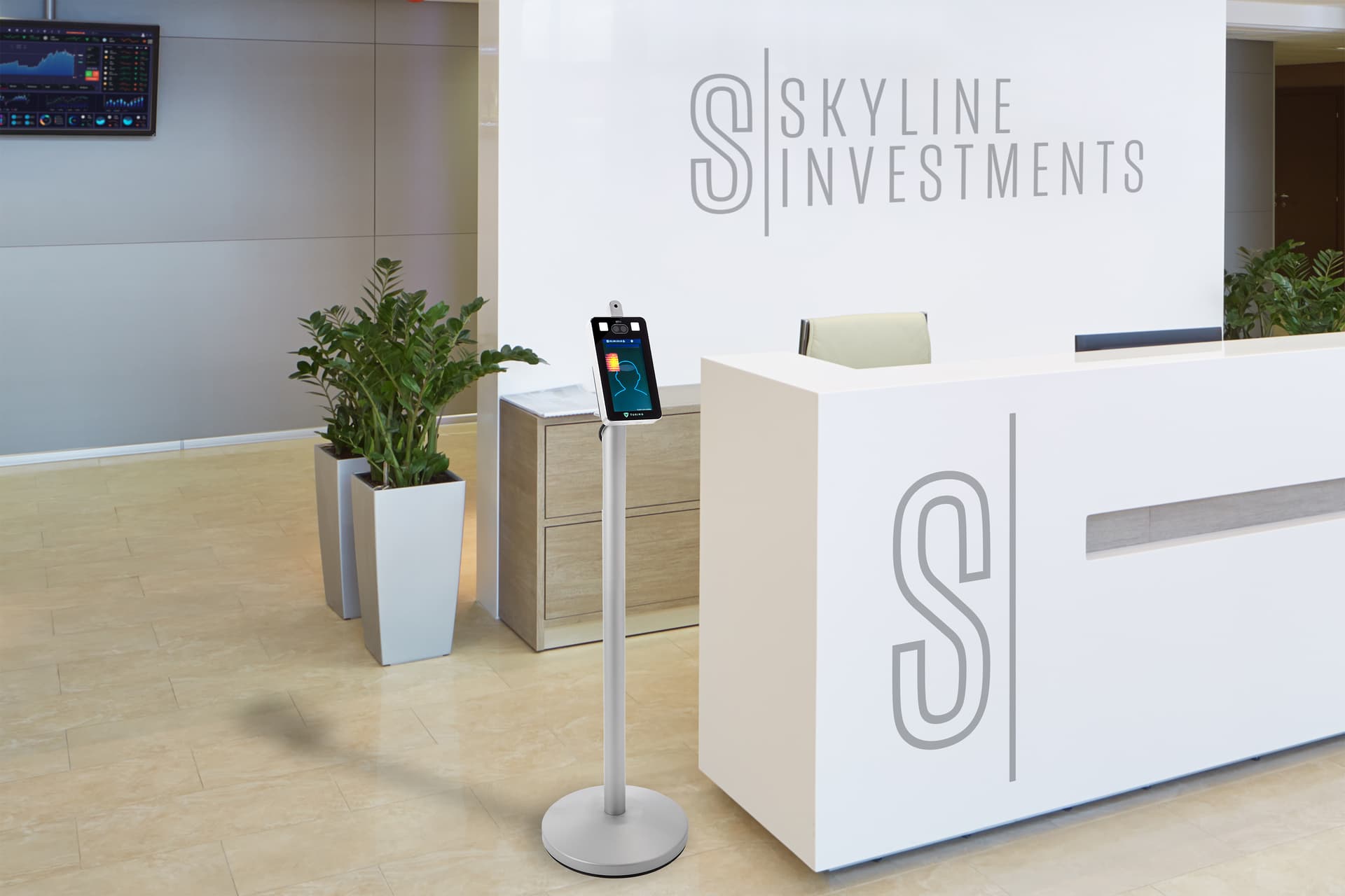 Non-contact body temperature screening kiosk with touchless scanning