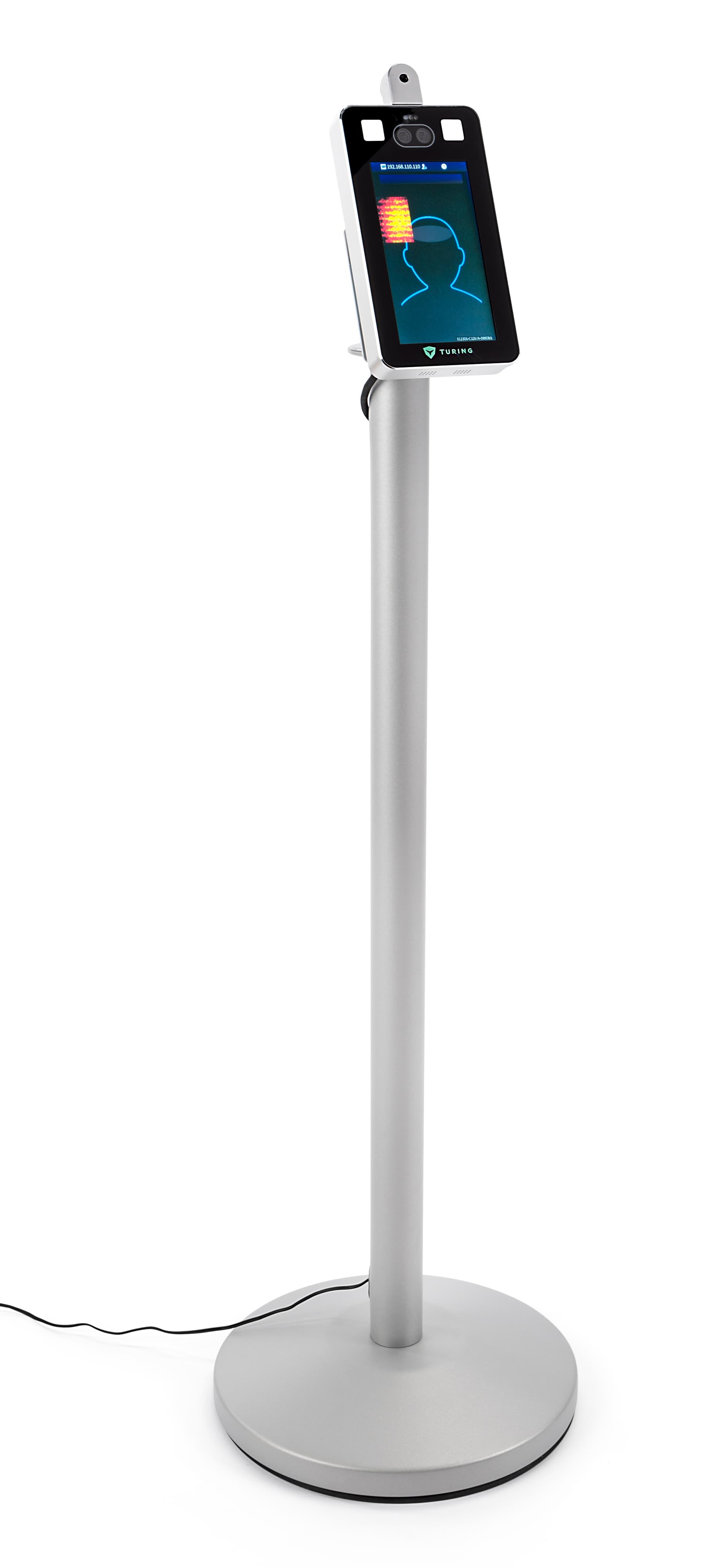 Non-contact body temperature screening kiosk with overall height of 60 inches
