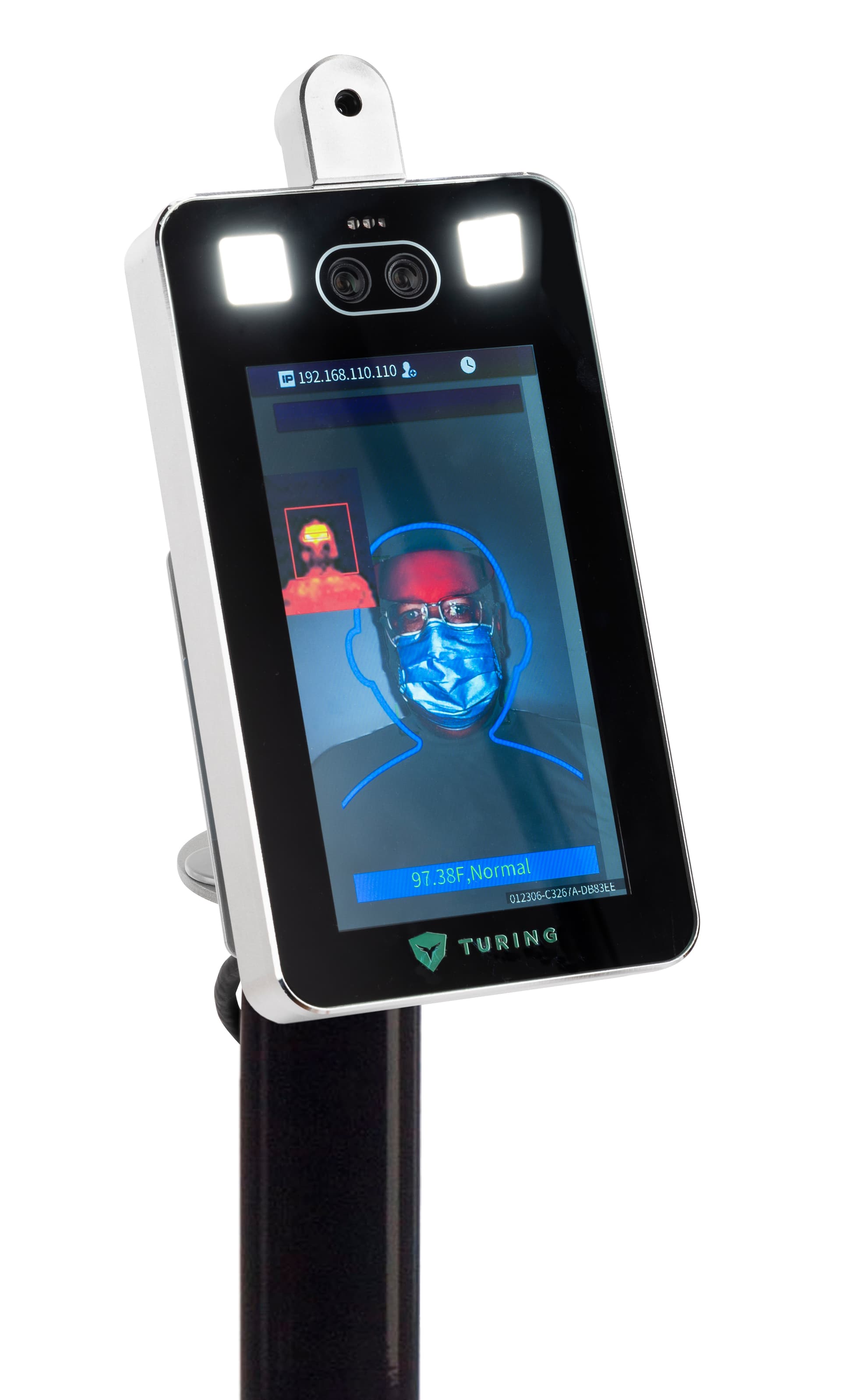 Adjustable height temperature kiosk with non-contact design