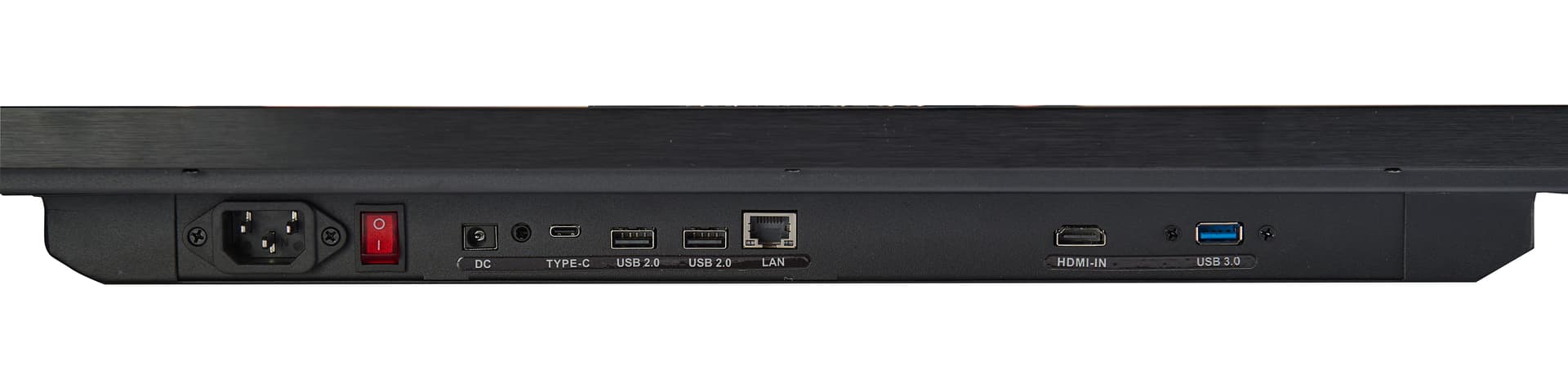 Wall mount touch screen monitor with ports located on the bottom of the unit