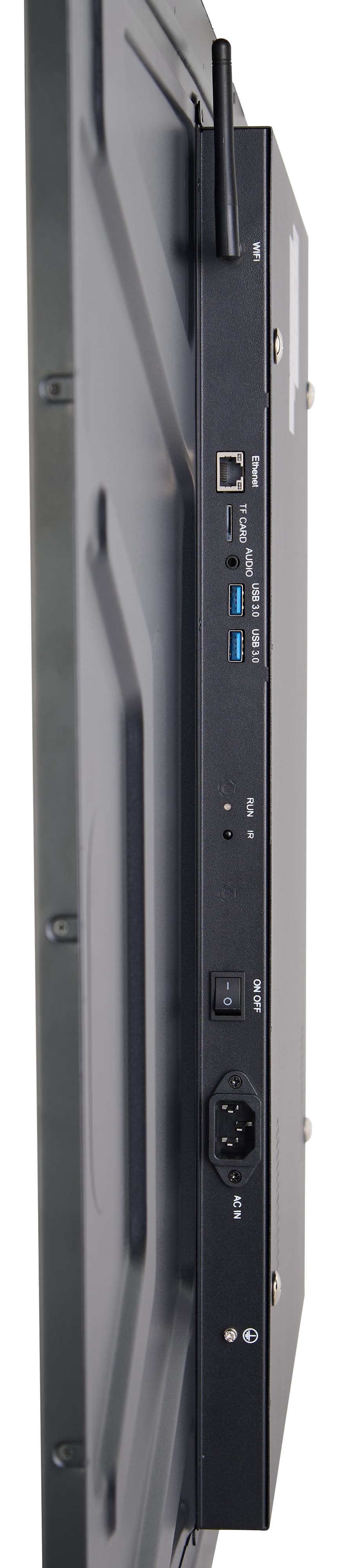 Digital signage monitor with ethernet, TF card reader, audio, and two USB 3.0 ports