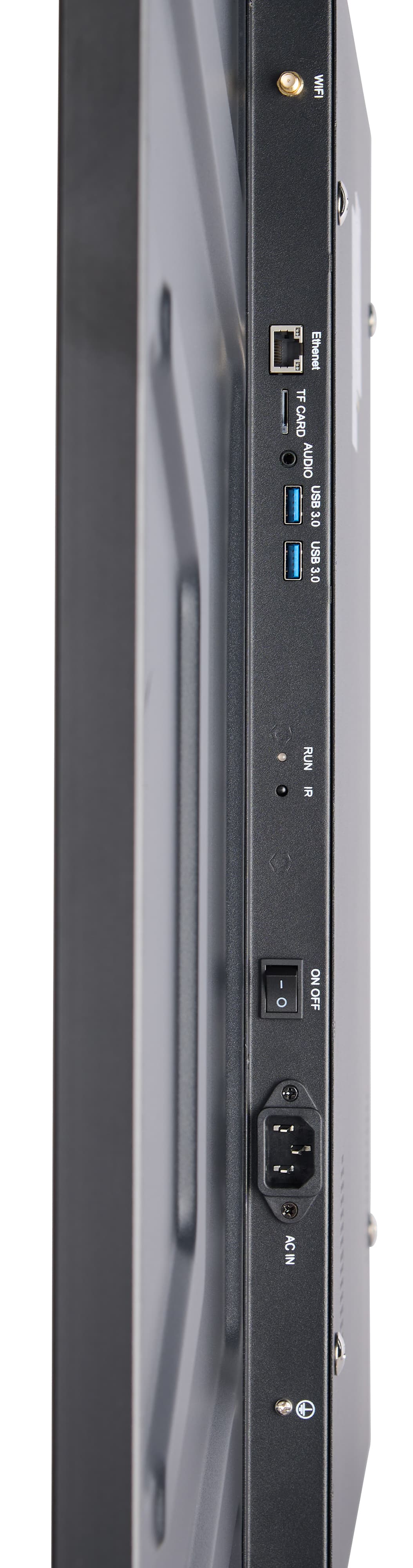 Wall mount touch screen monitor with ethernet, TF card reader, audio, and two USB 3.0 ports