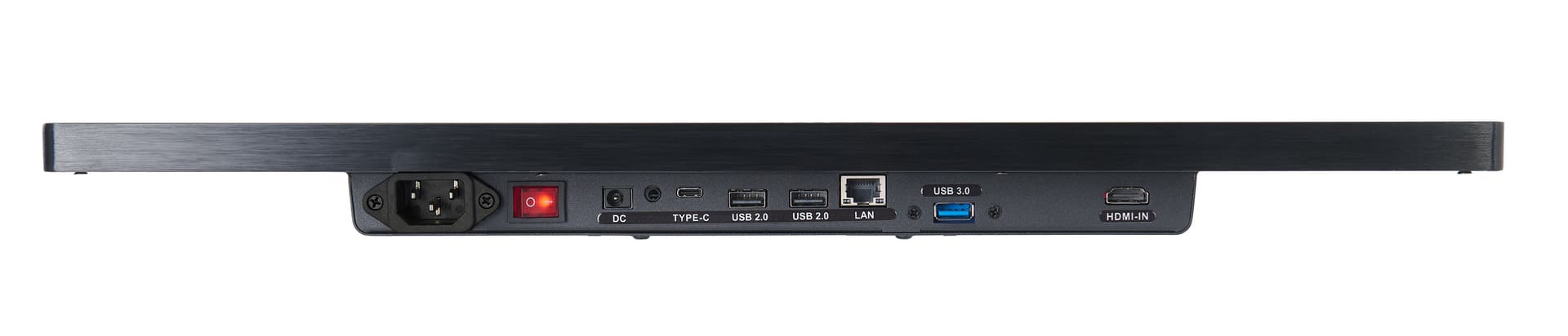Wall mount touch screen monitor with ports located on the bottom of the unit