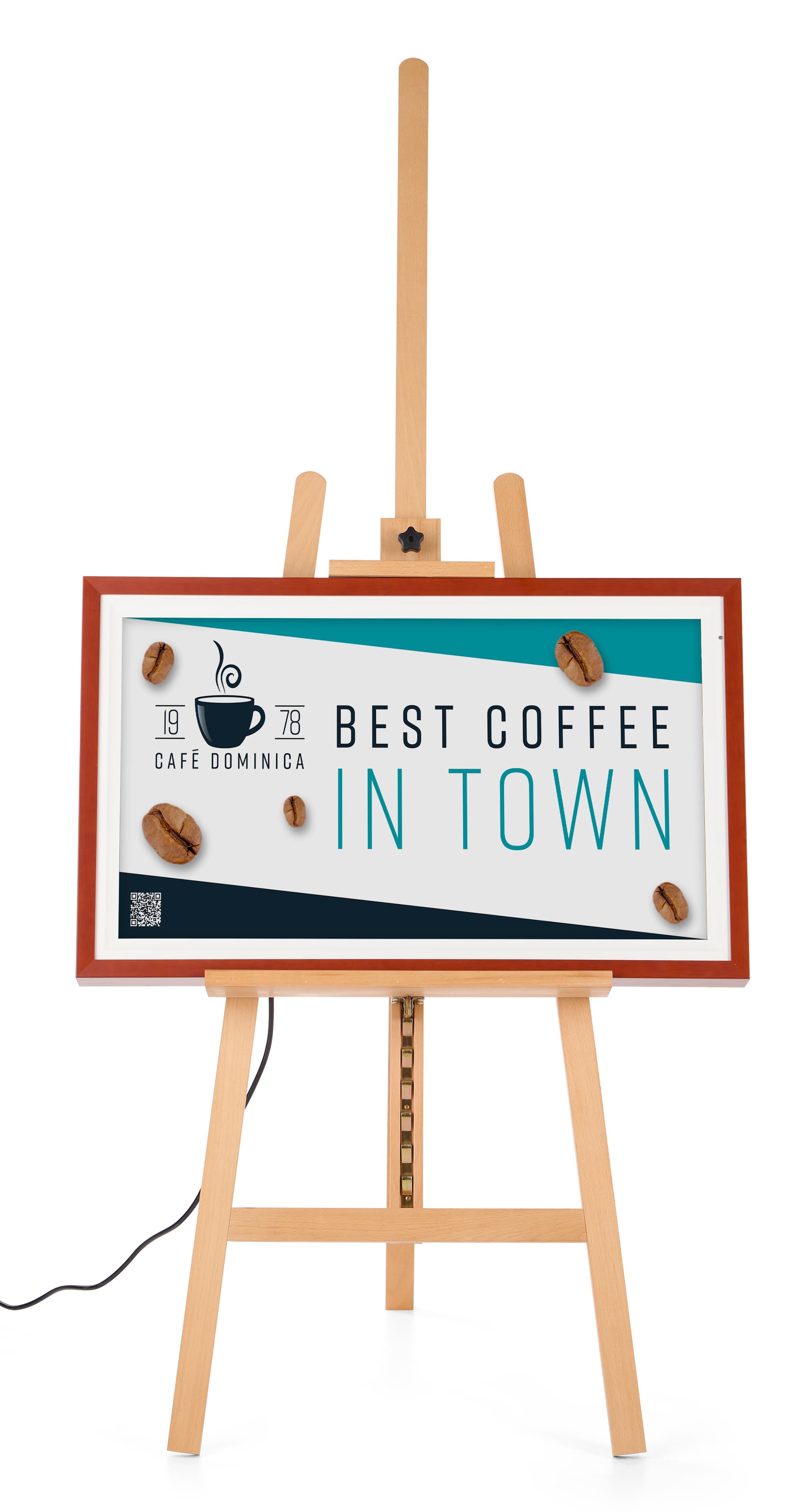 Digital canvas easel display with landscape or portrait orientation