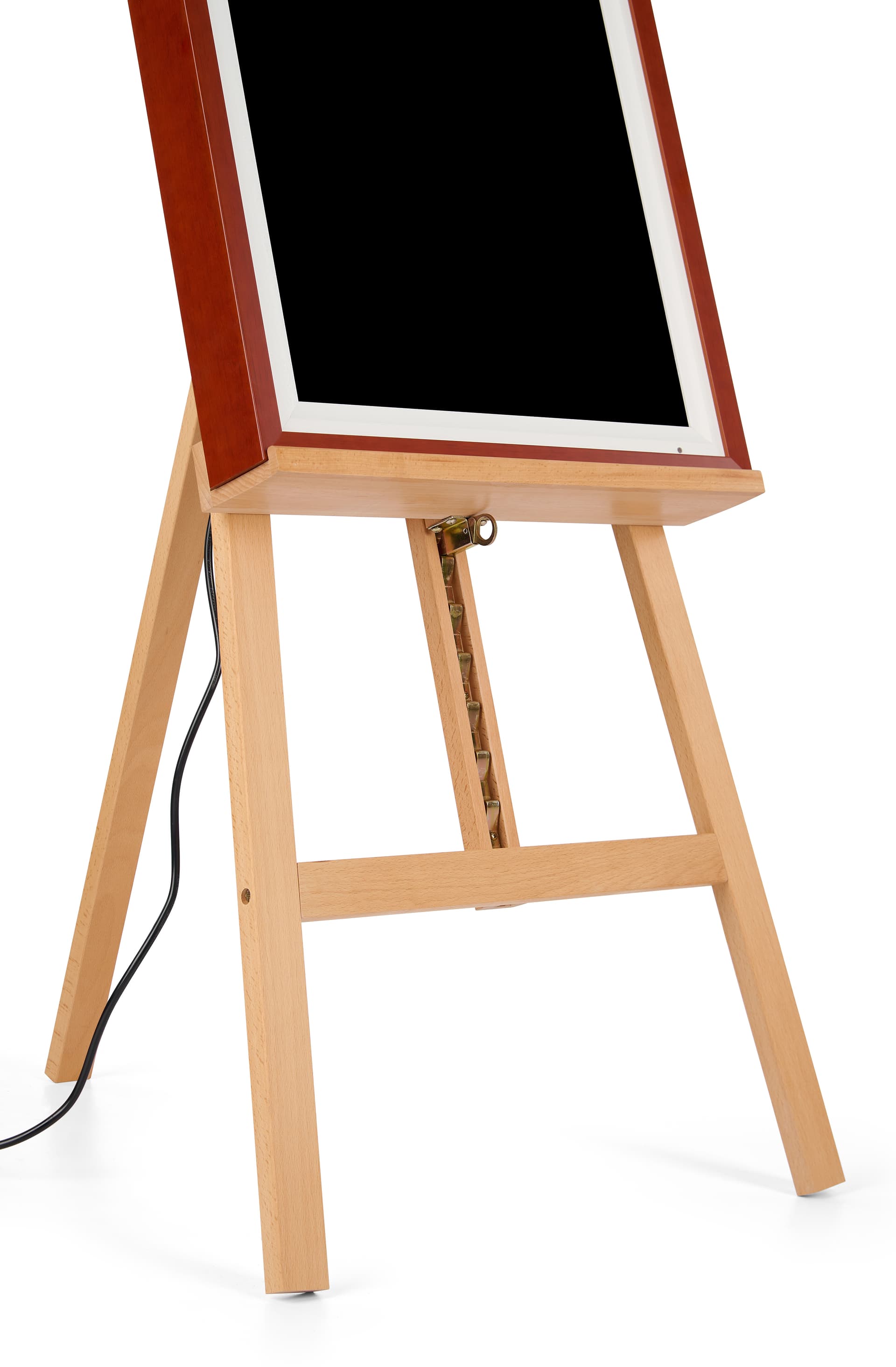 Digital canvas easel display with height adjustable ledge
