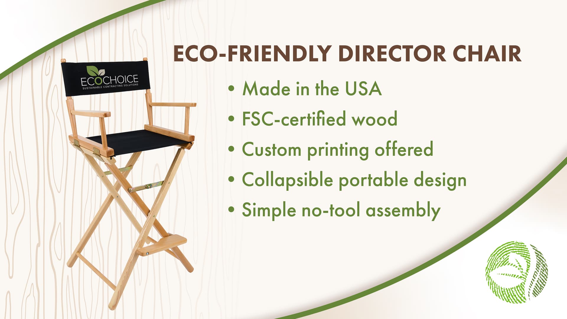This wood directors chair with FSC certified wood