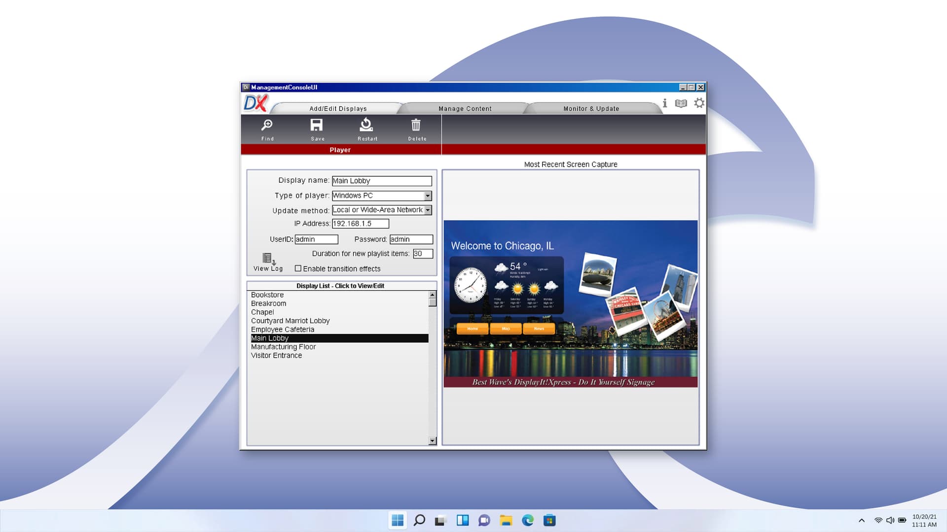Digital signage content management software with no recurring fees