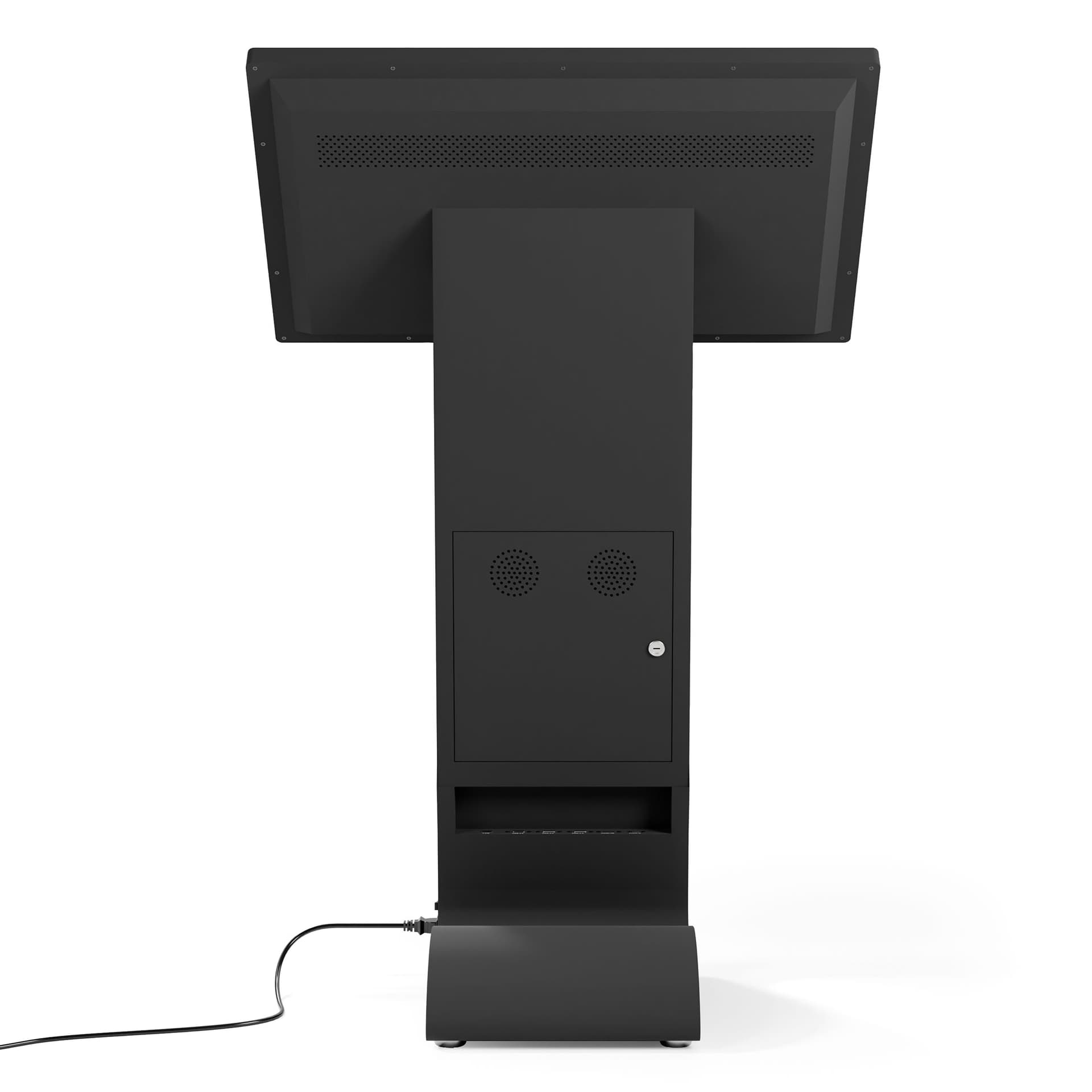 Horizontal touch screen display floor stand rear view