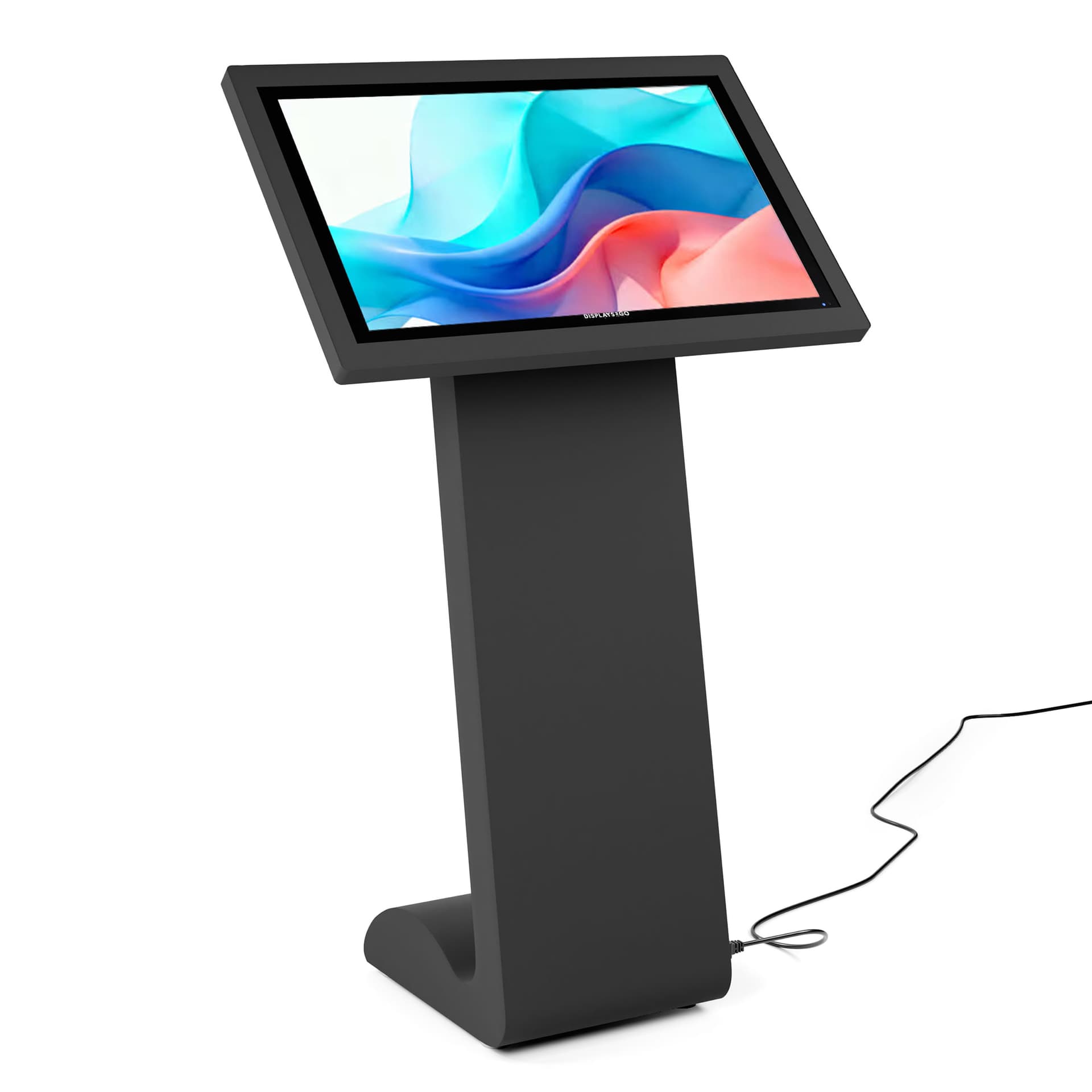 Horizontal touch screen display floor stand with black finish