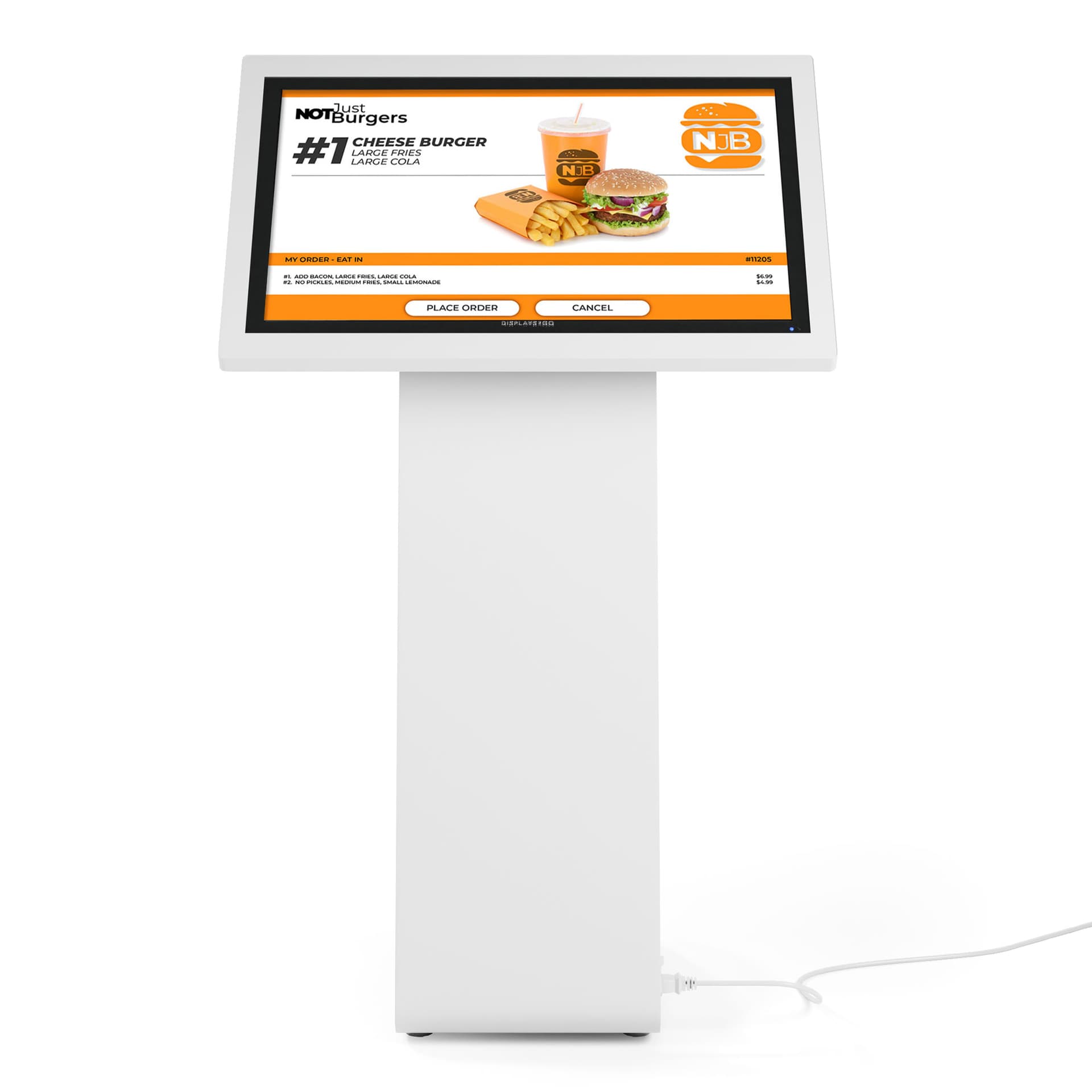 Horizontal touch screen display floor stand is ideal for customer interaction