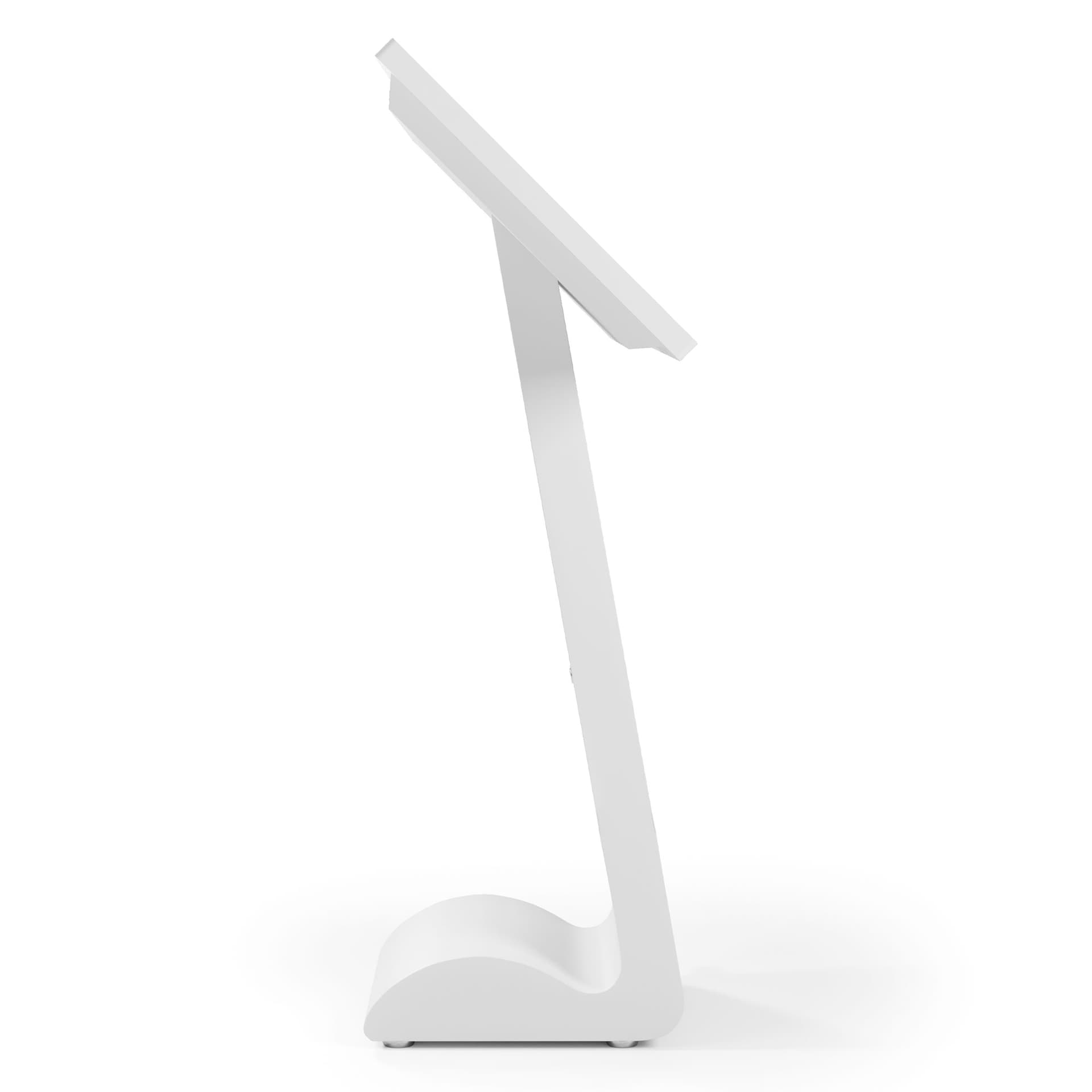 Horizontal touch screen display floor stand provides elegant design for modern interiors