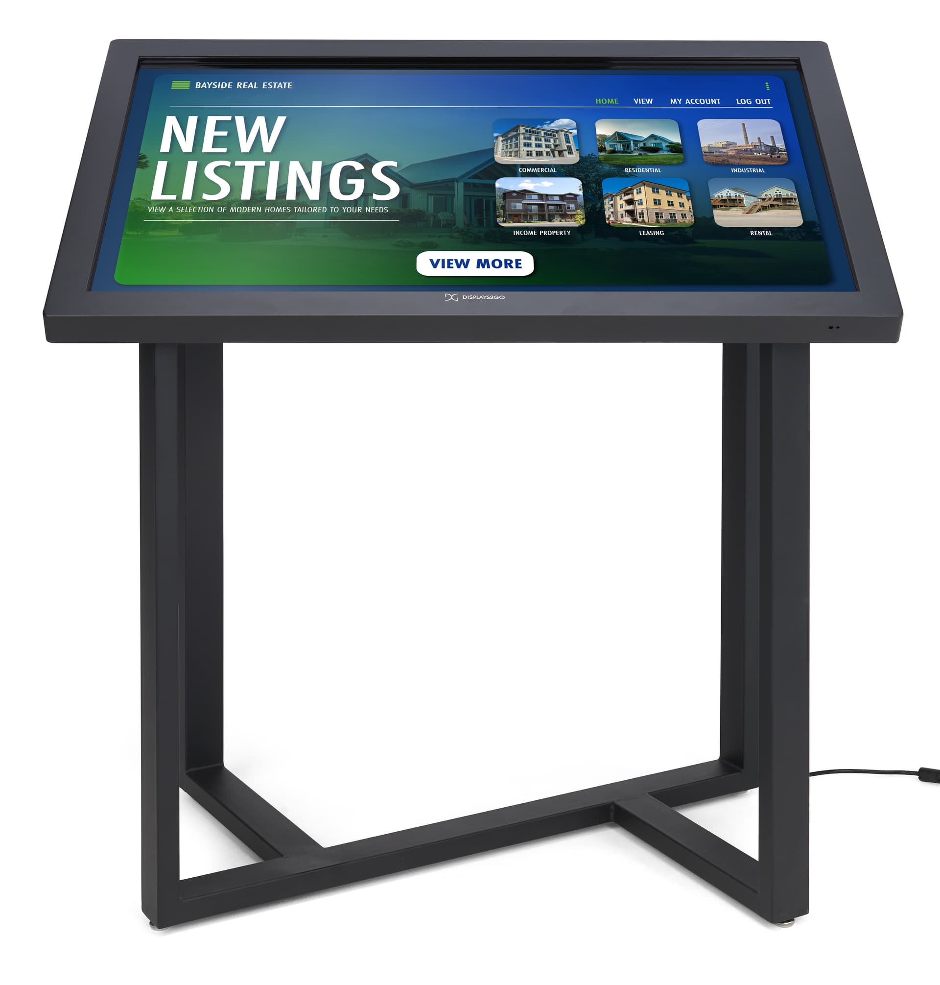 Interactive touch screen kiosk with durable base