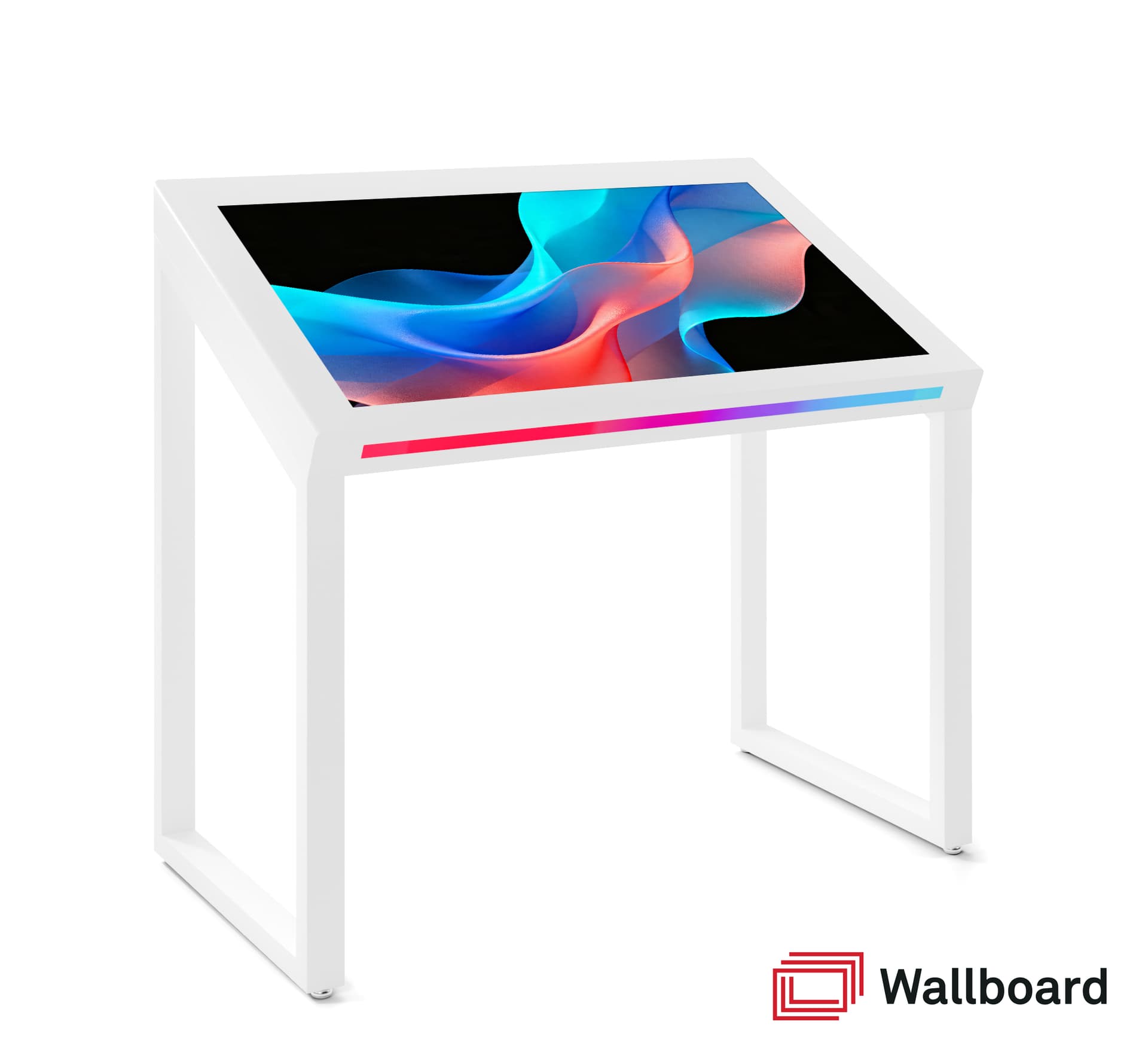 Edge-lit horizontal touch screen kiosk with ADA height and reach design